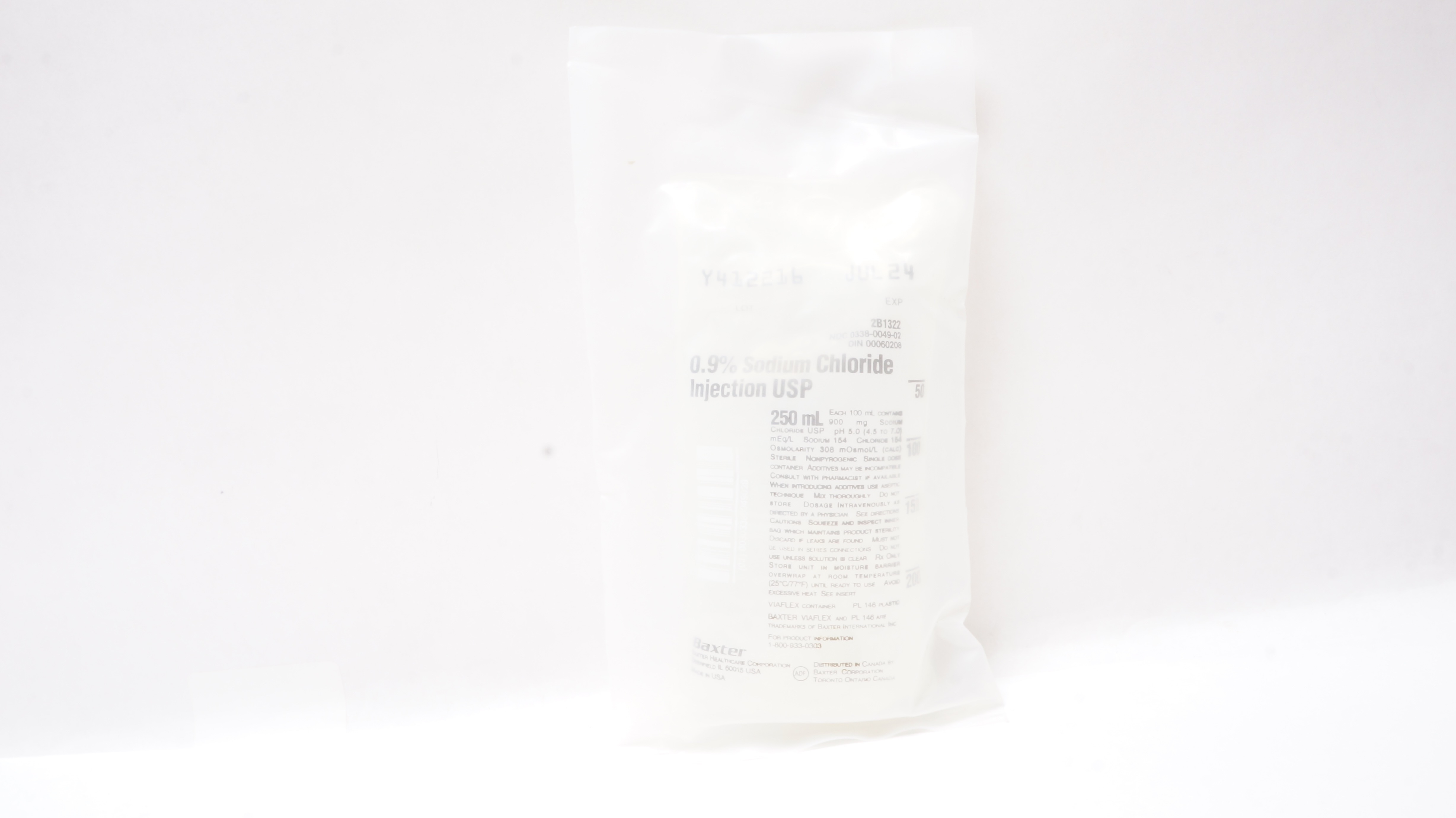 Baxter 2B1322 0.9% Sodium Chloride Injection USP 250mL