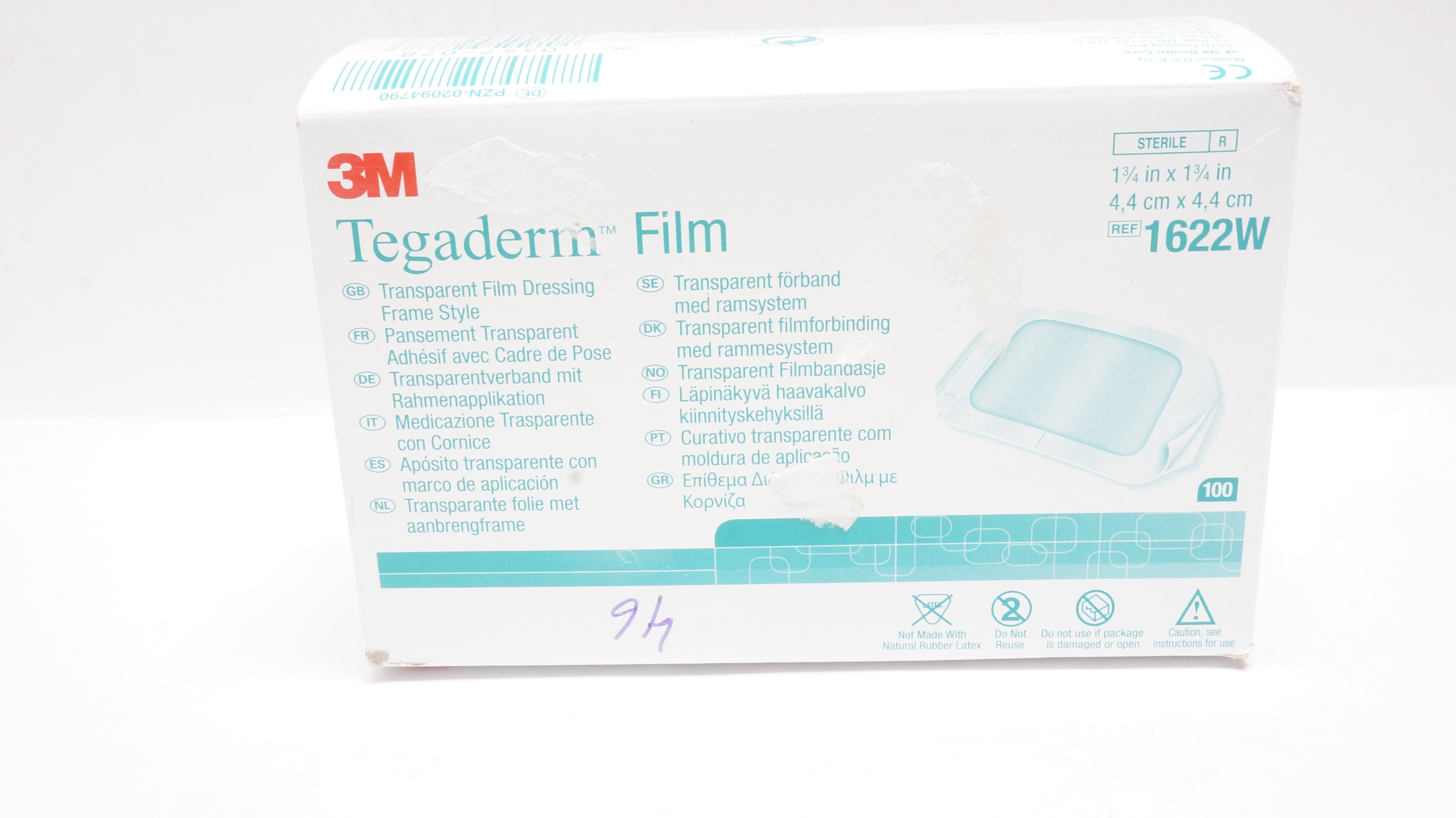 3M 1622W Tegaderm Transparent Film Dressing 1-3/4inch x 1-3/4inch - Box of 46(x)