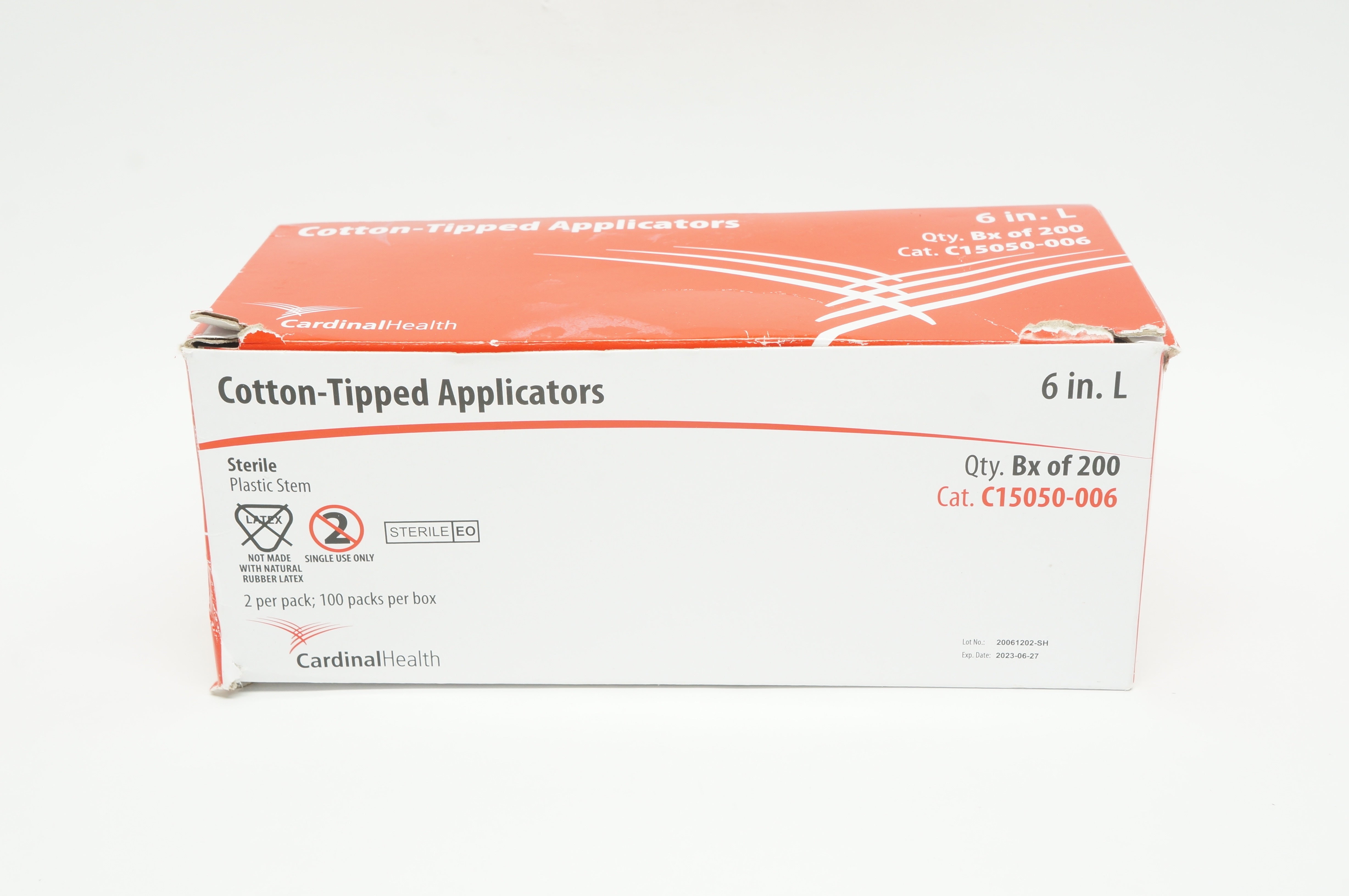 Cardinal Health C15050-006 Cotton-Tipped Applicators, 6 inch L - Box of 88