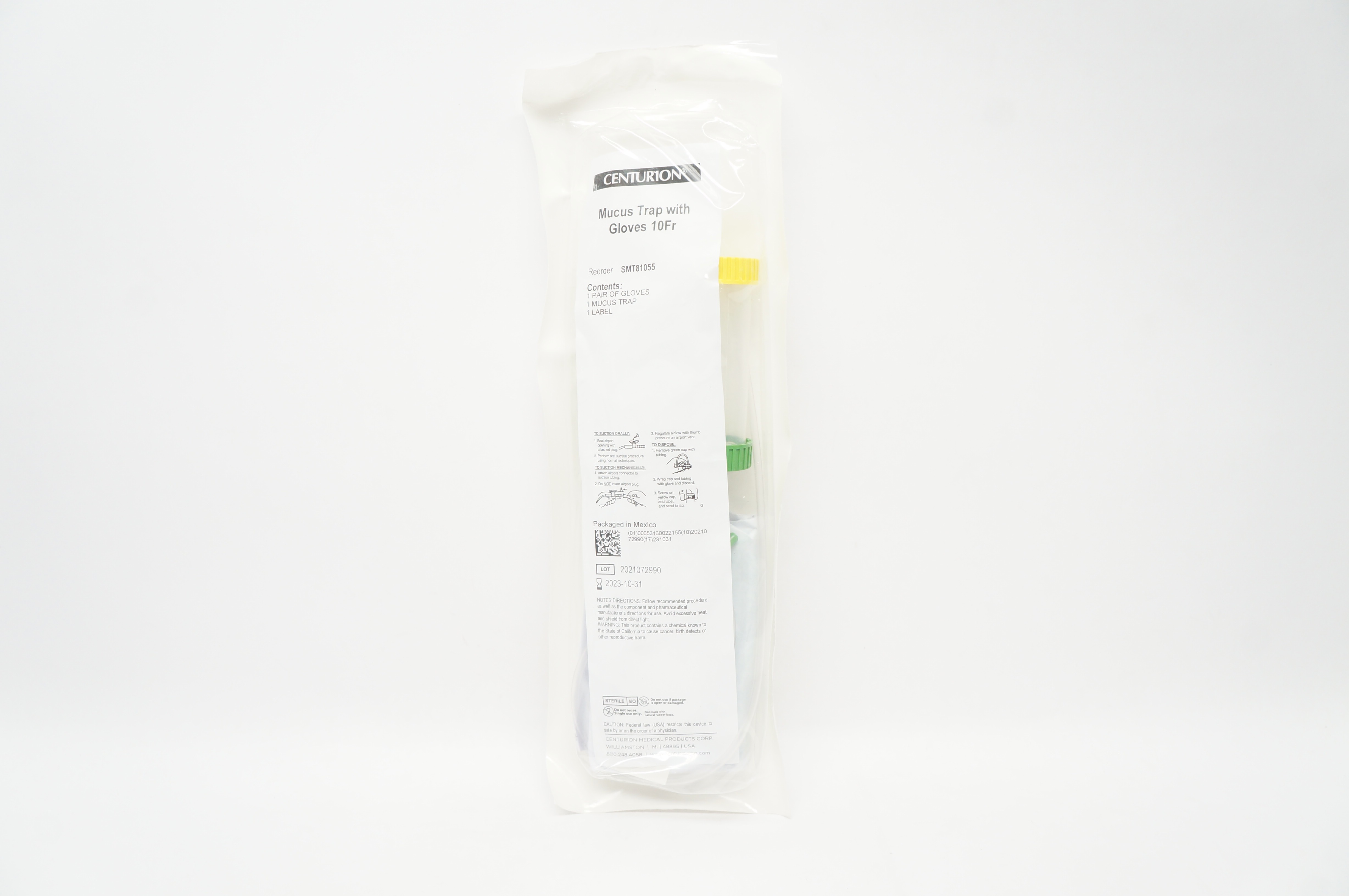 Centurion SMT81055 Mucus Trap With Gloves 10Fr.