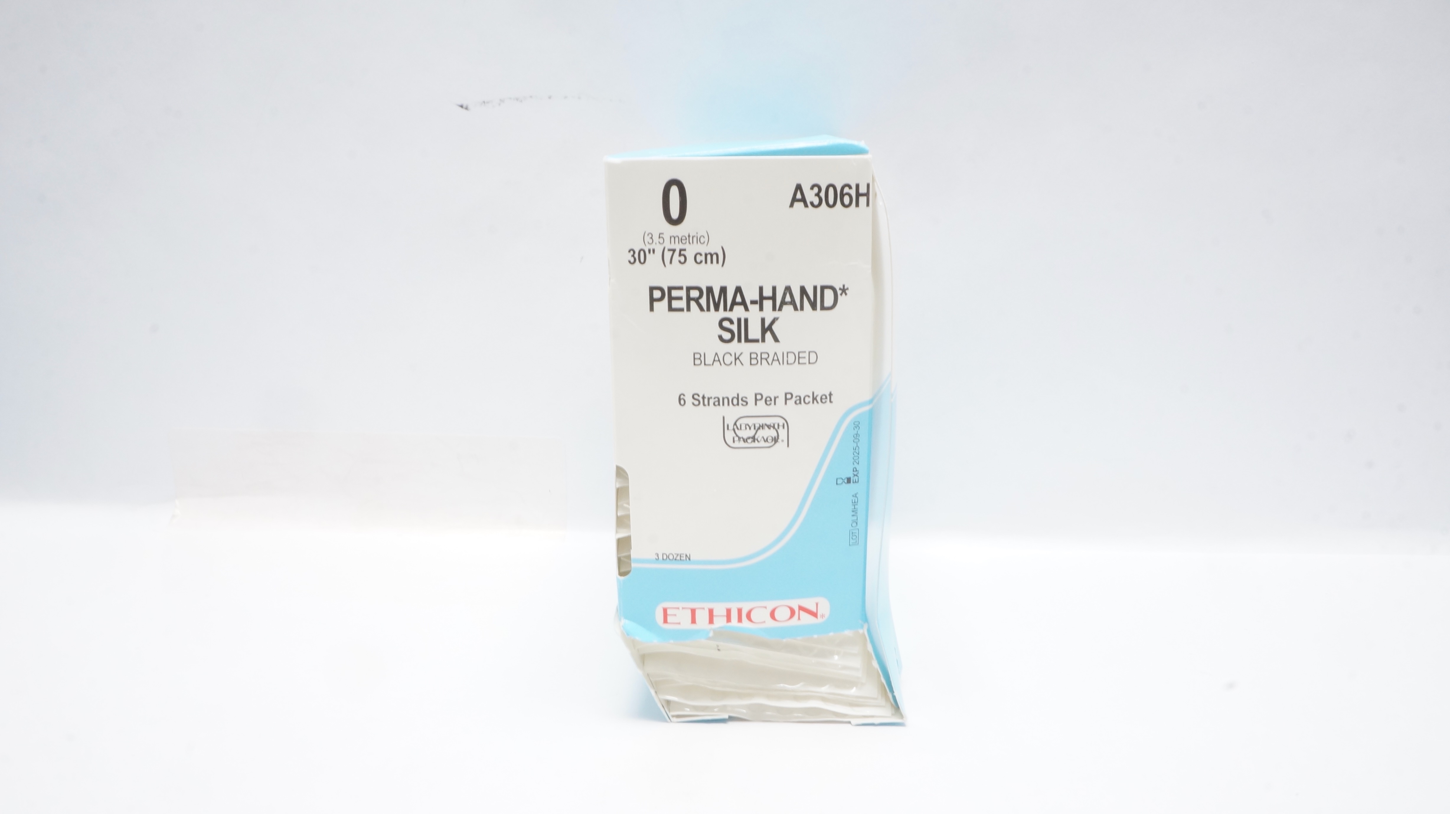 Ethicon A306H 0 Perma-Hand Silk Black Braided Stre, 30inch - Box of 33