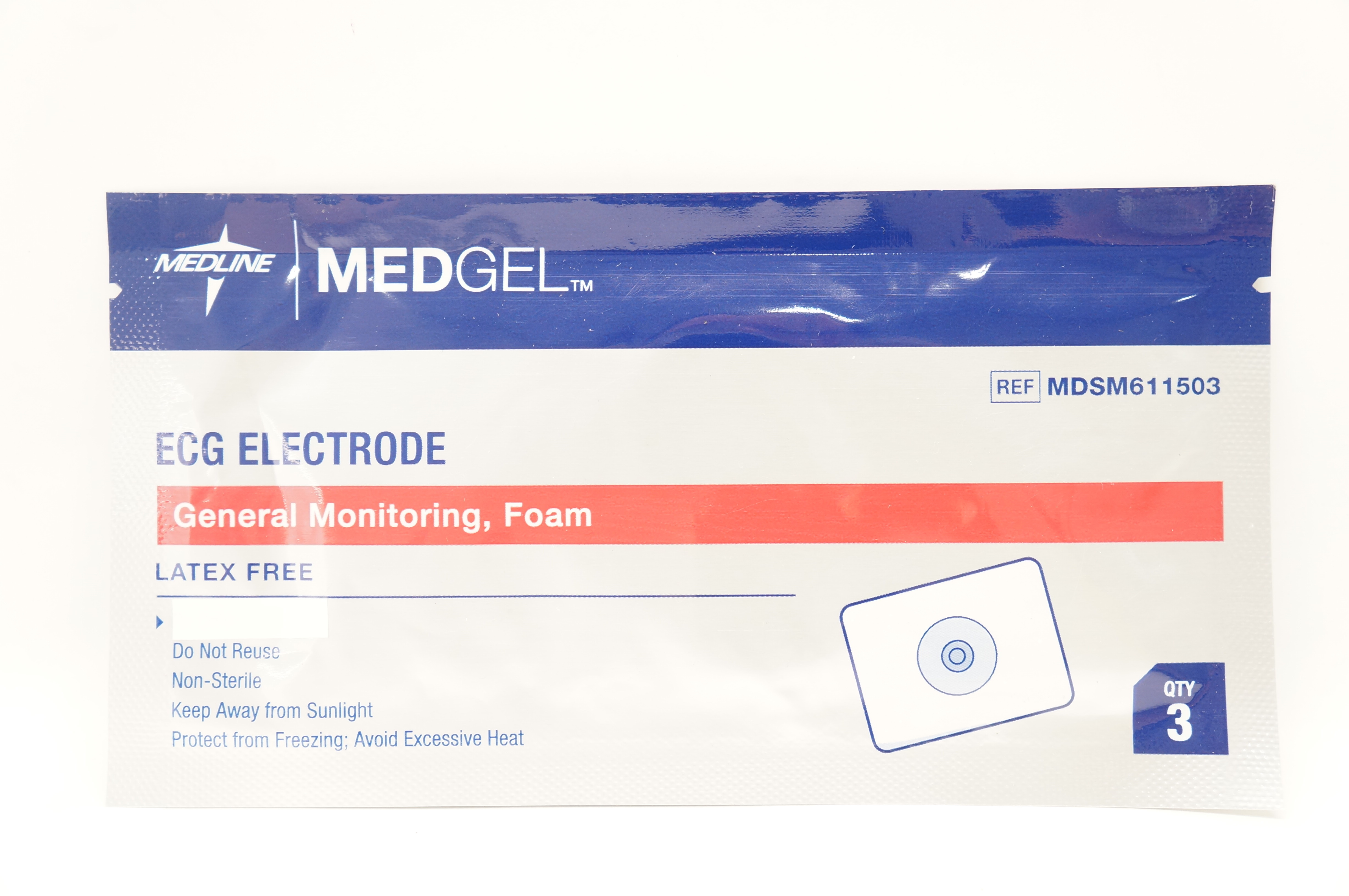 Medline MDSM611503 MedGel ECG Electrode General Monitoring Foam - Pack of 3