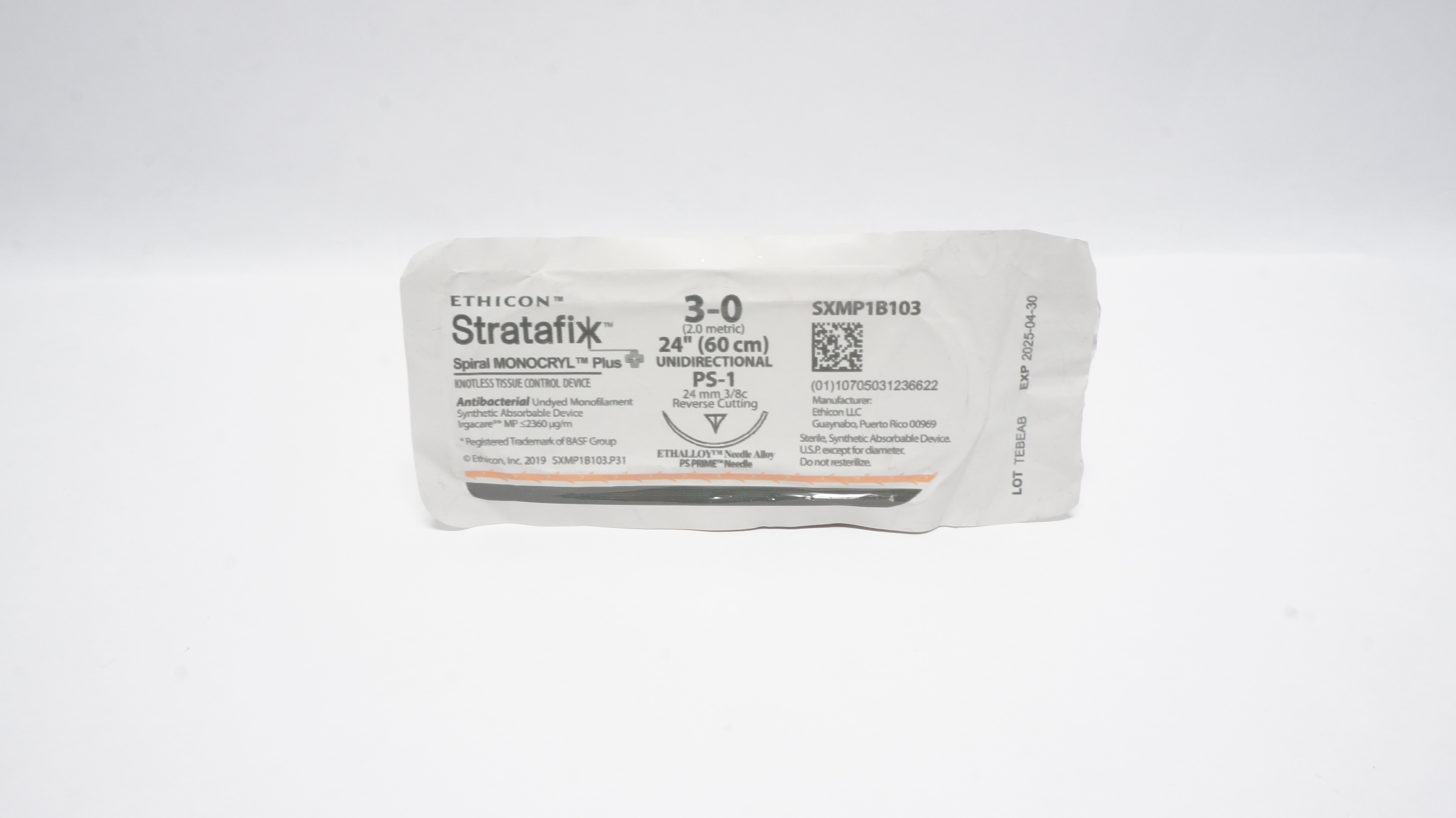 Ethicon SXMP1B103 3-0 Stratafix, PS-1, 24mm 3/8c, 24inch (x)