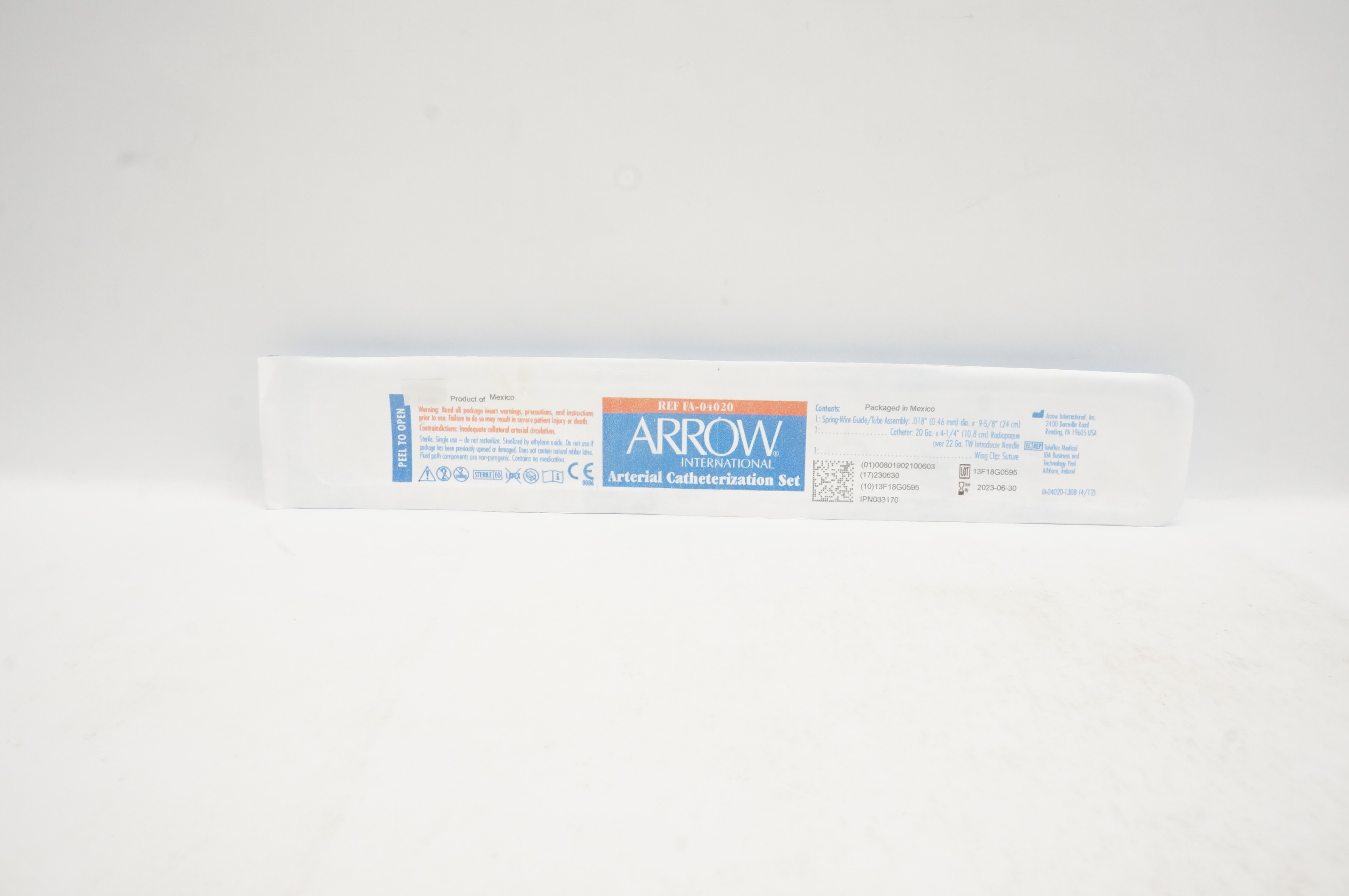 Arrow FA-04020 International Radial Artery Catheterization Set 20 Ga x 4-1/4inch