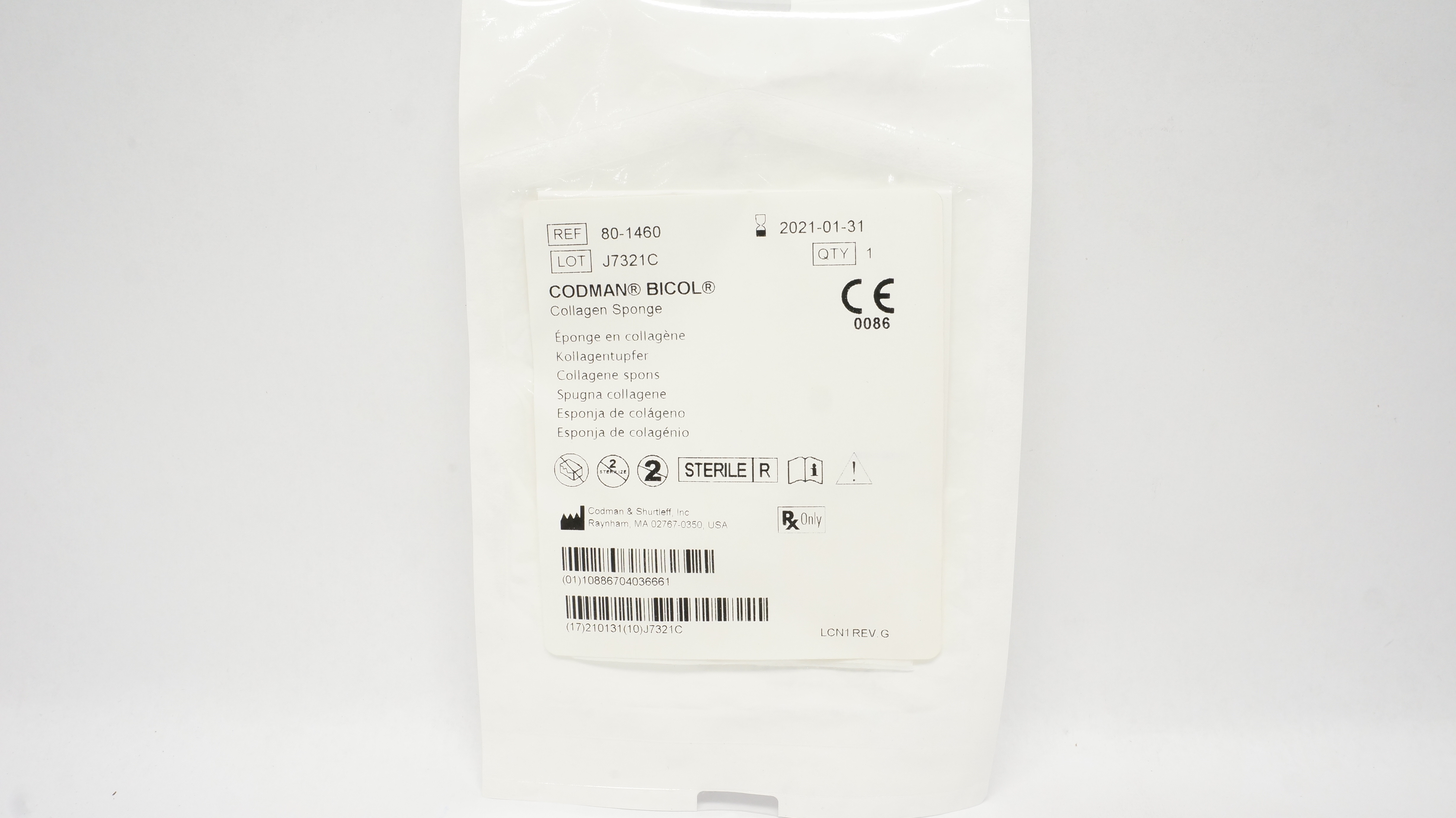 Codman 80-1460 Bicol Collagen Sponge (x)