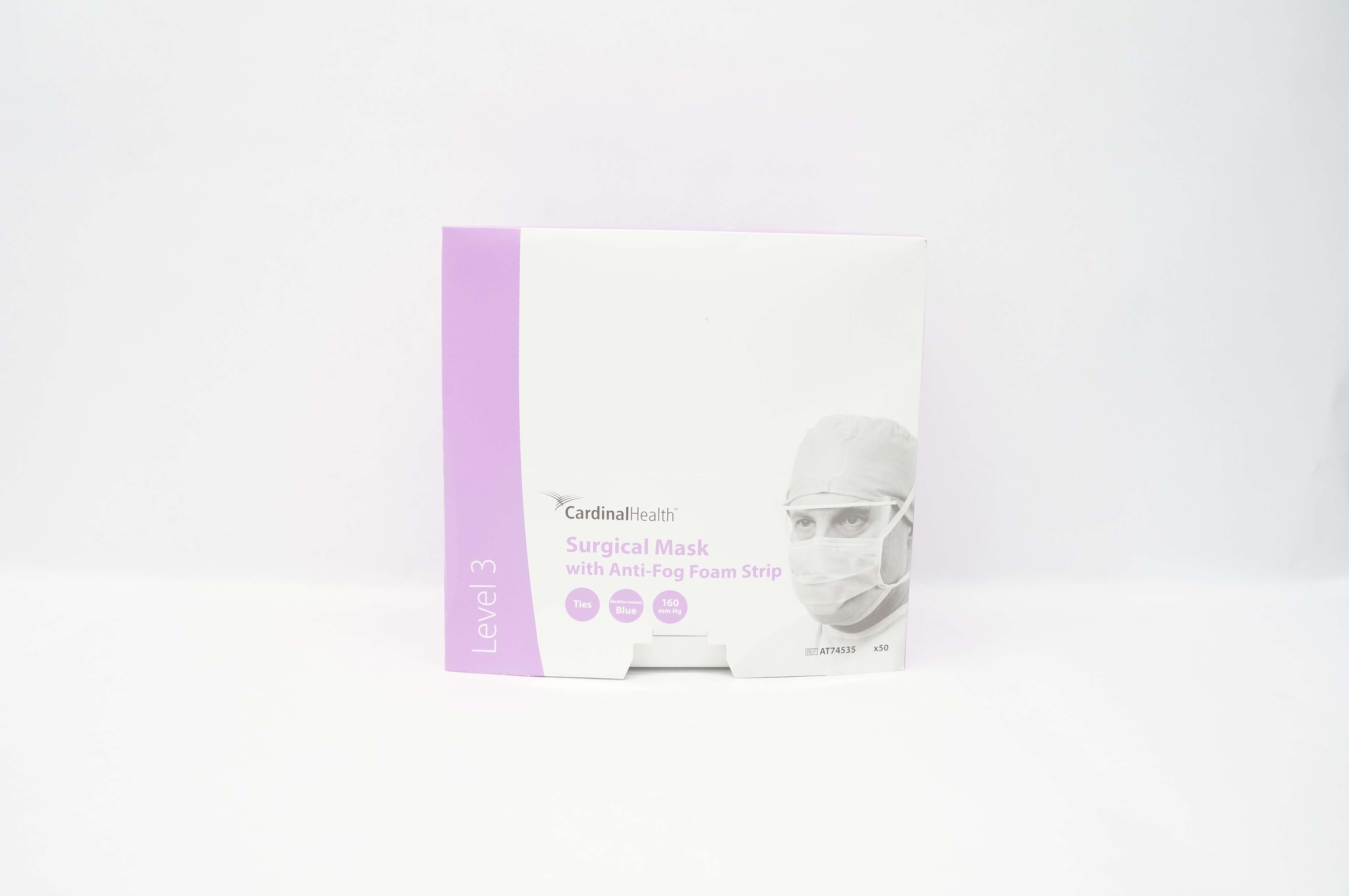 Cardinal Health AT74535 Surgical Mask W/Anti-fog Foam Strip Level 3 - Box of 50