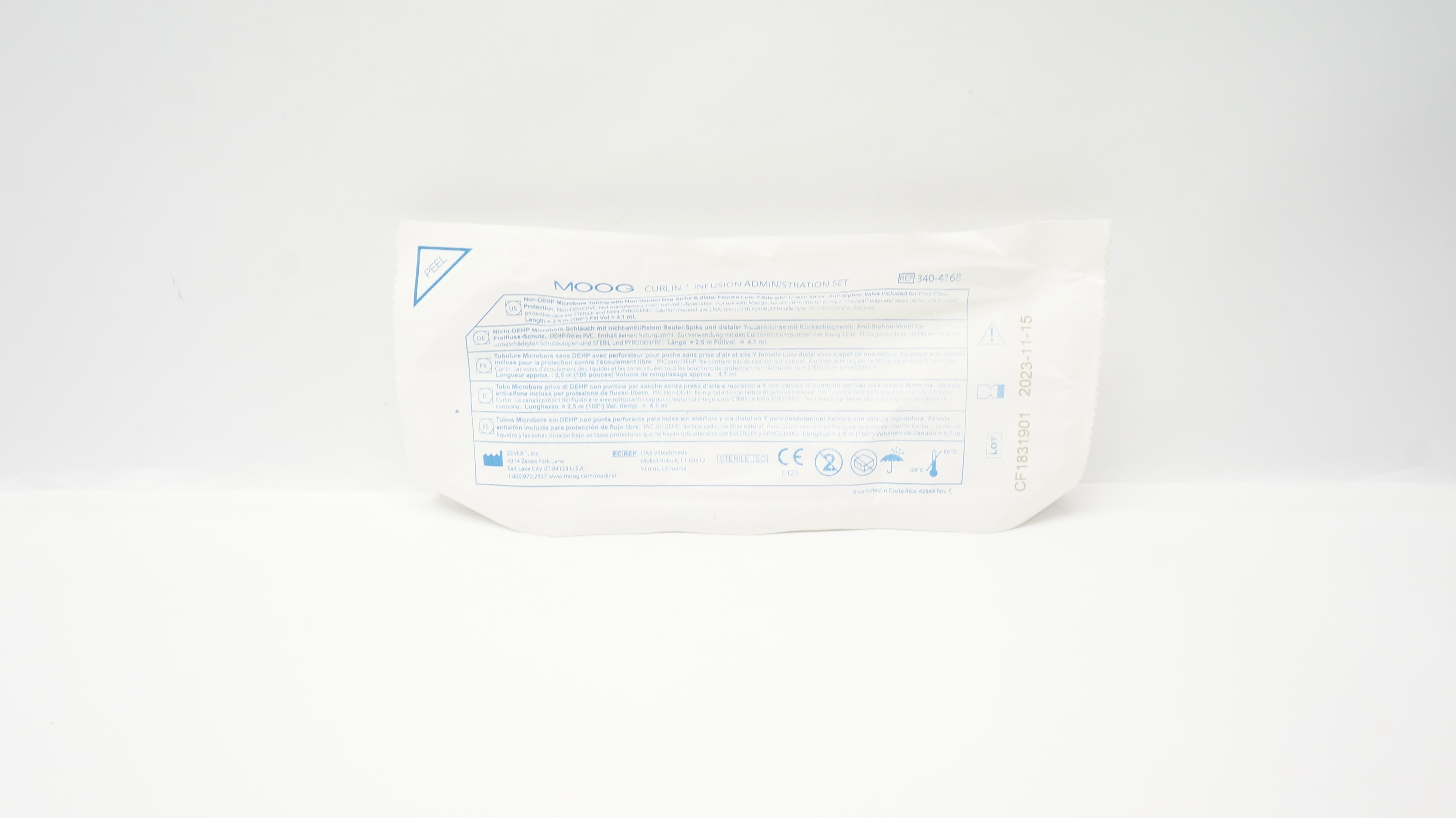 Zevex 340-4168 Moog Curlin Infusion Administration Set 100 inch x 4.1 mL (x)