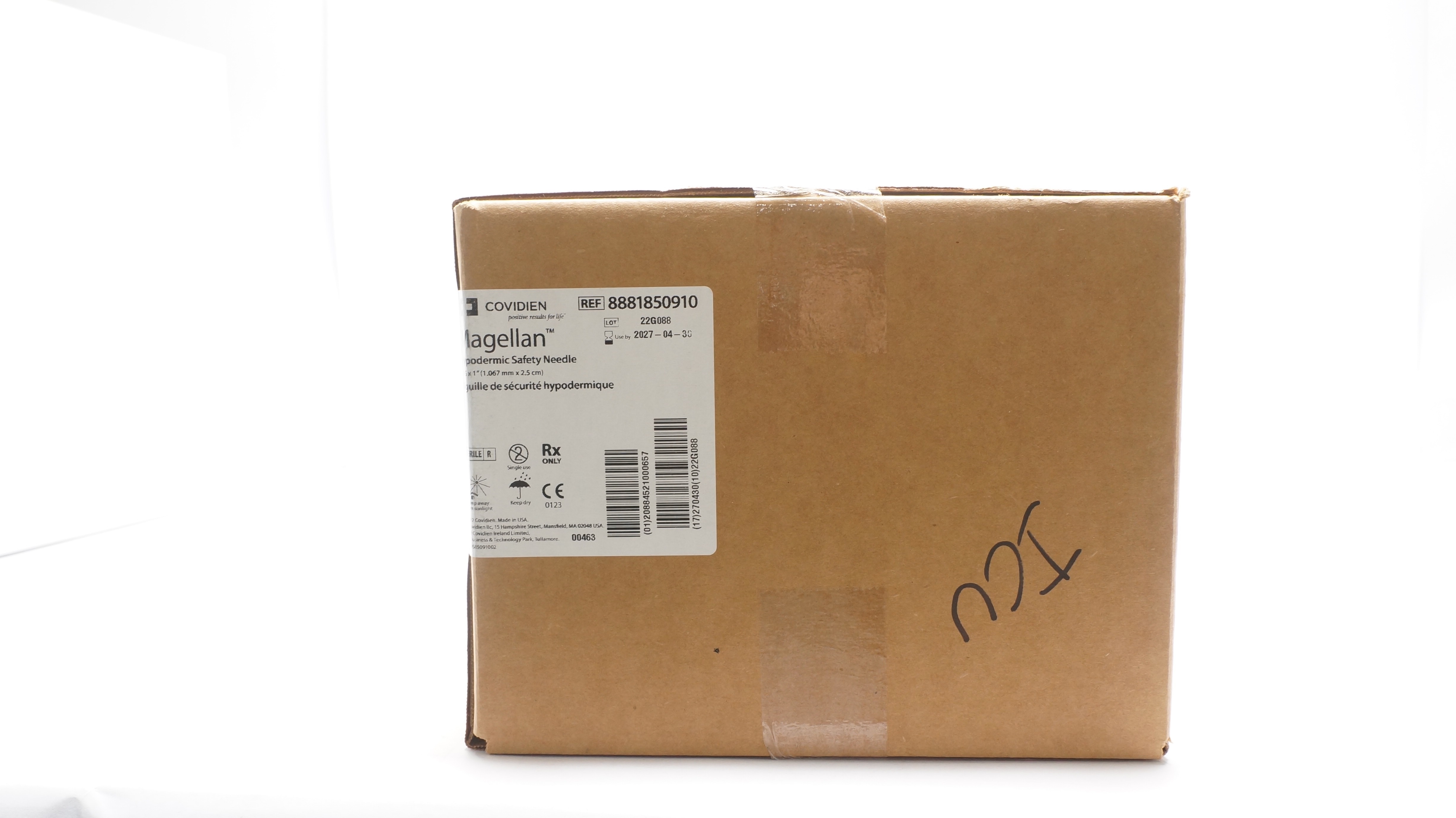 Covidien 8881850910 Magellan Hypodermic Safety Needle 19G x 1In - Box of 500