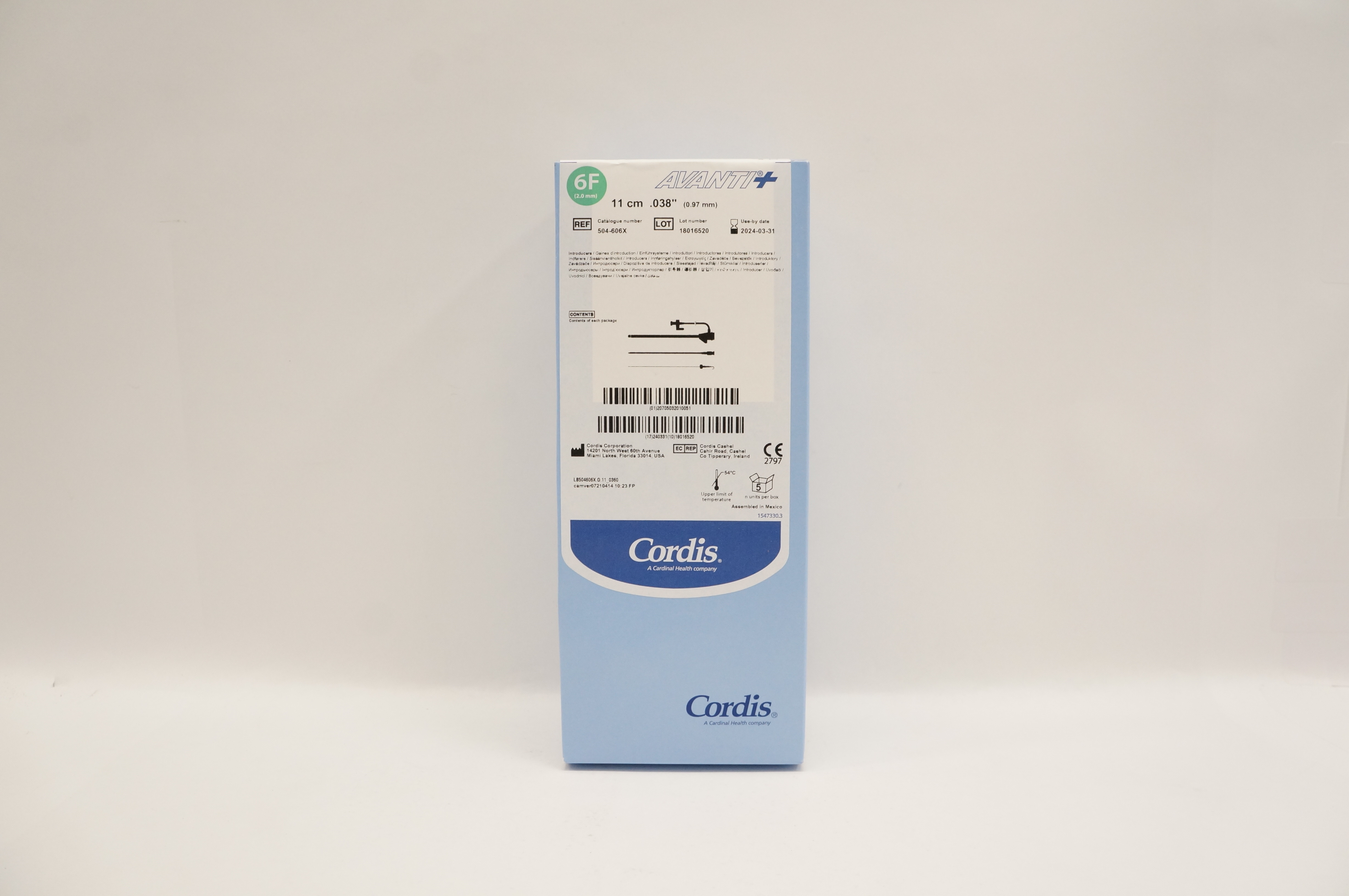 Cordis 504-606X Avanti+ Introducer 6F x 11cm x .038 inch - Box of 5