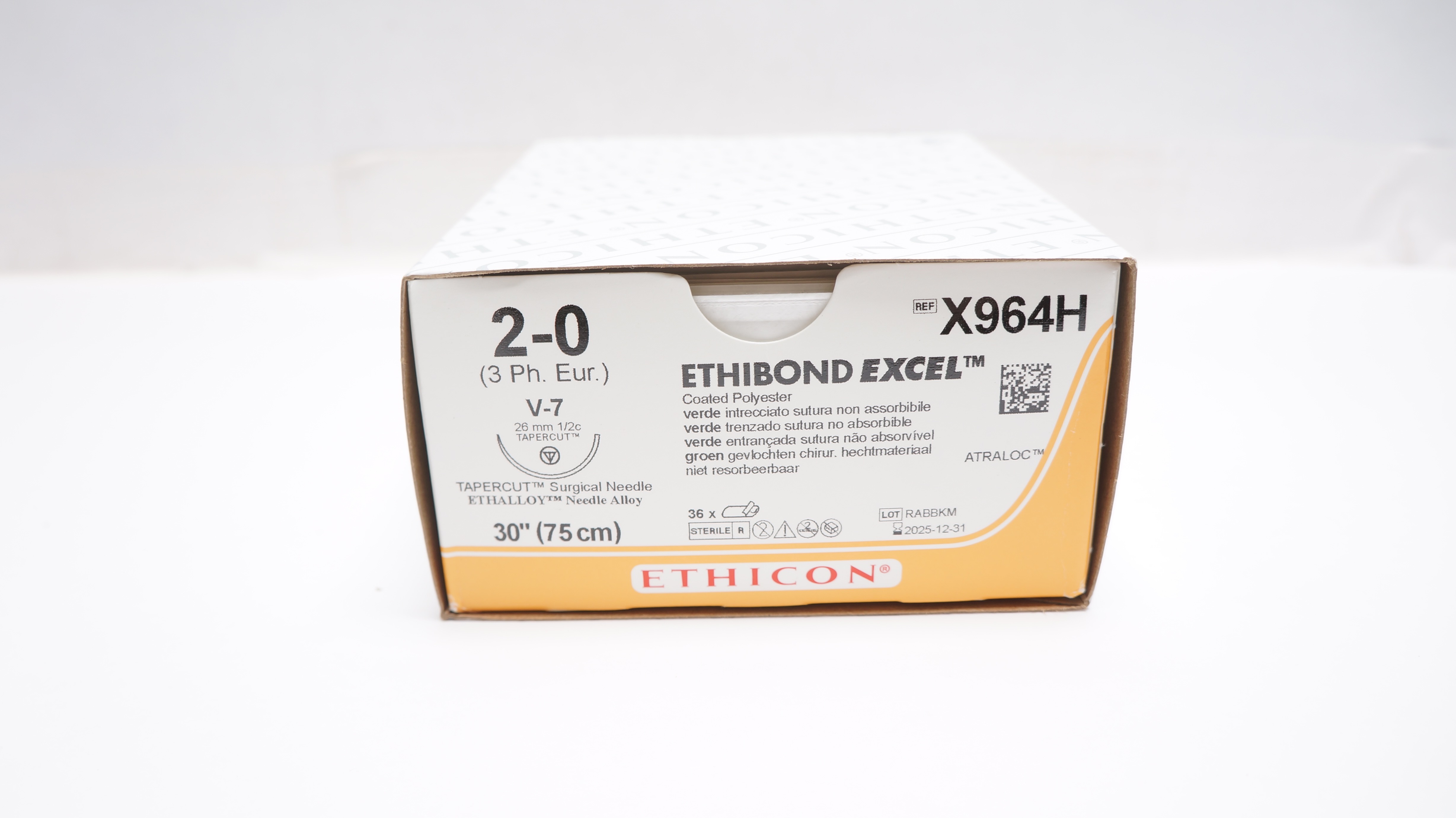 Ethicon X964H 2-0 Ethibond Excel Stre V-7 26mm 1/2c Tapercut 30inch - Box of 35