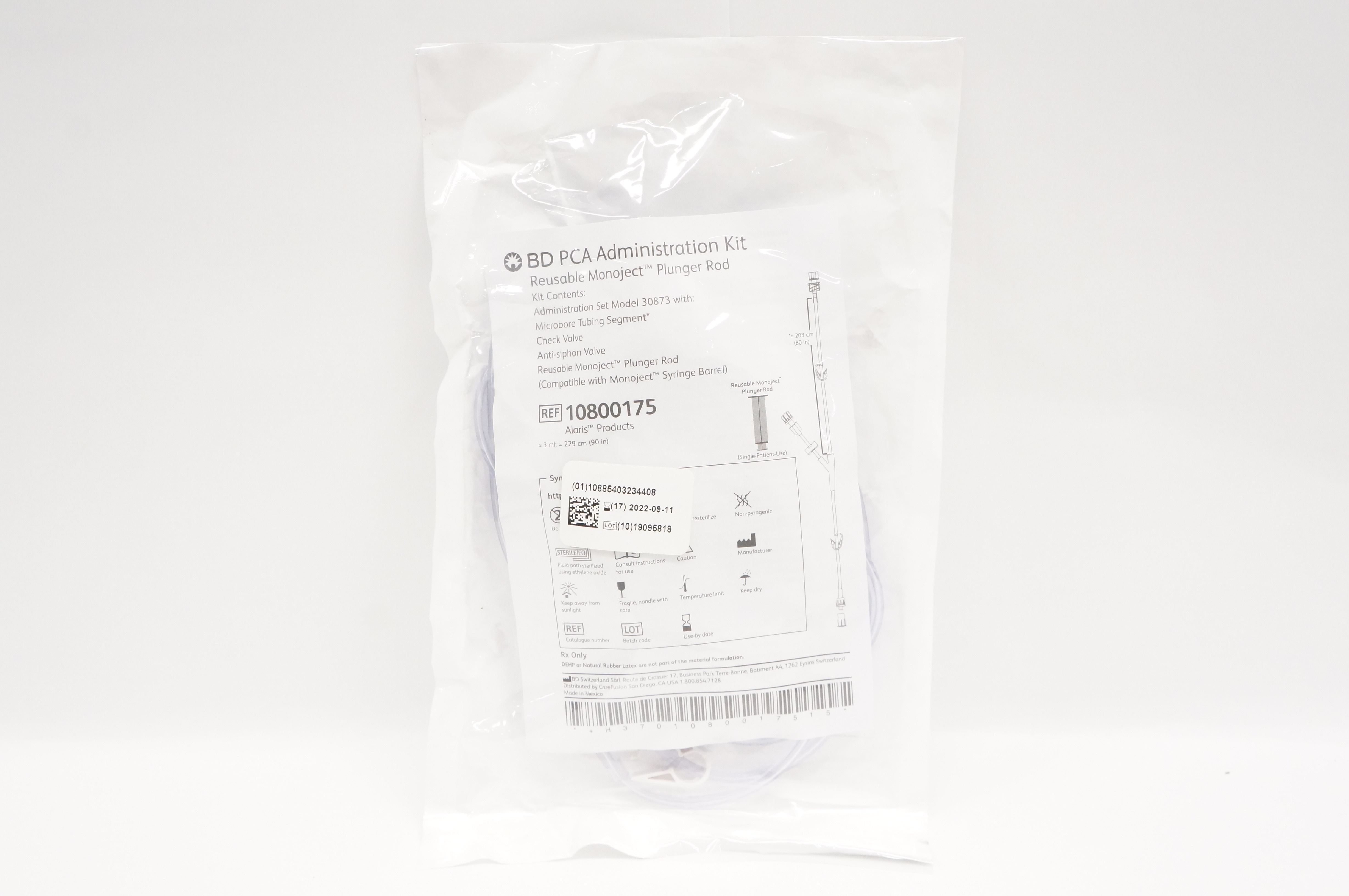 BD 10800175 PCA Administration Kit Reusable Monoject Plunger Rod ≈90 inch