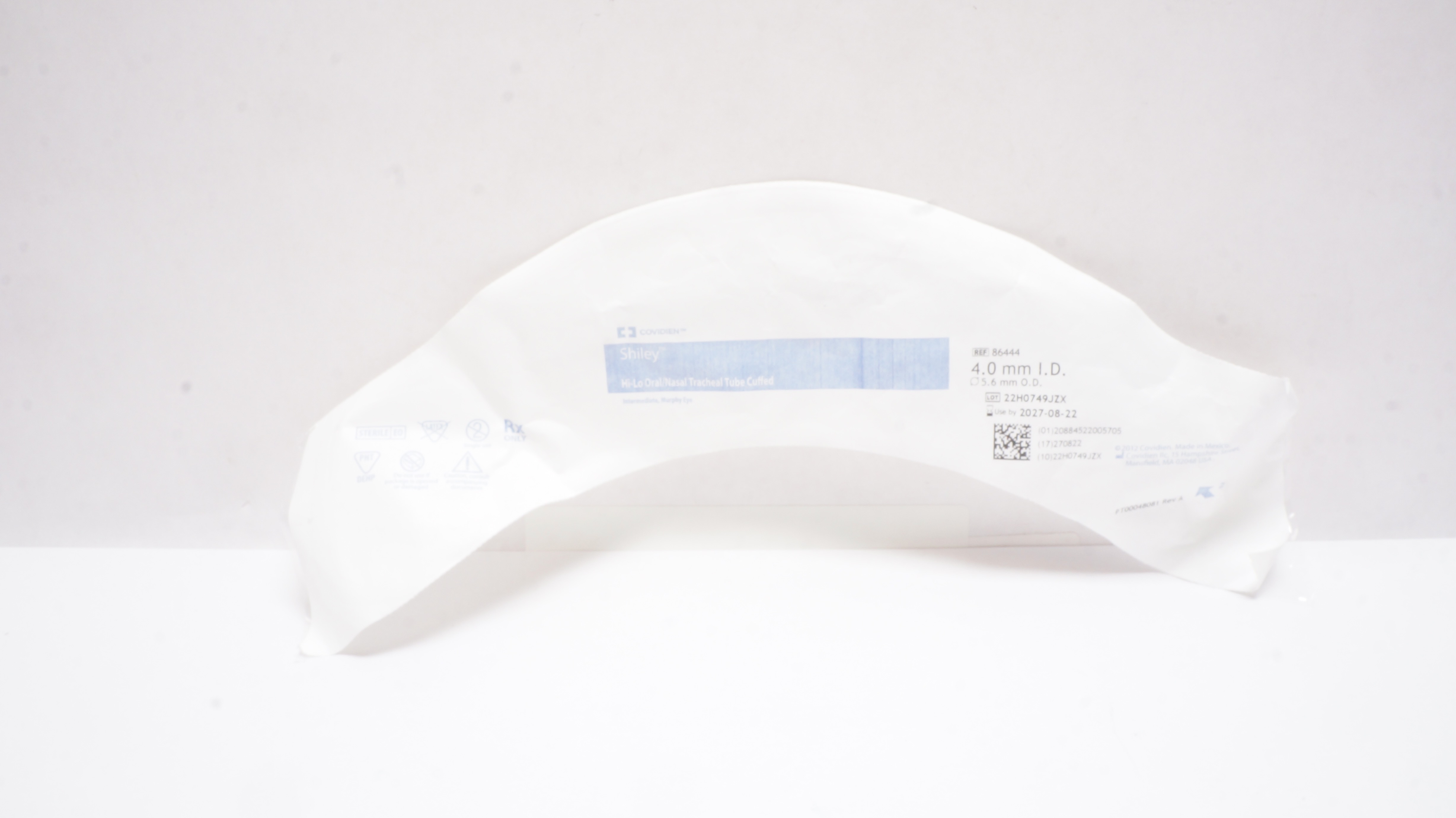 Covidien 86444 Shiley Hi-Lo Oral/Nasal Tracheal Tube Cuffed 4.0mm ID x 5.6mm OD