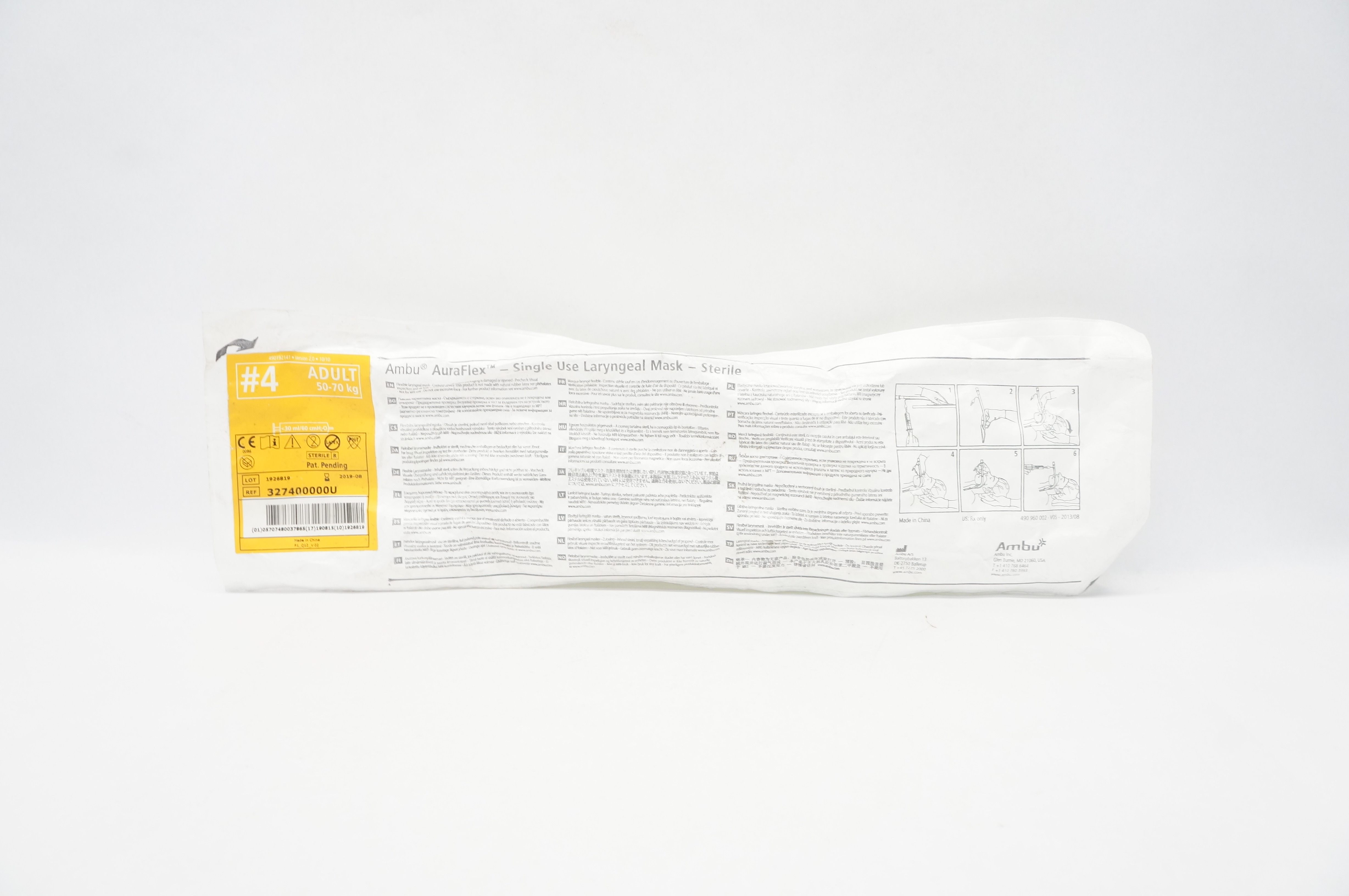 Ambu 327400000U AURAFLEX Flexible Laryngeal Mask  #4 Adult 50-70kg (x)