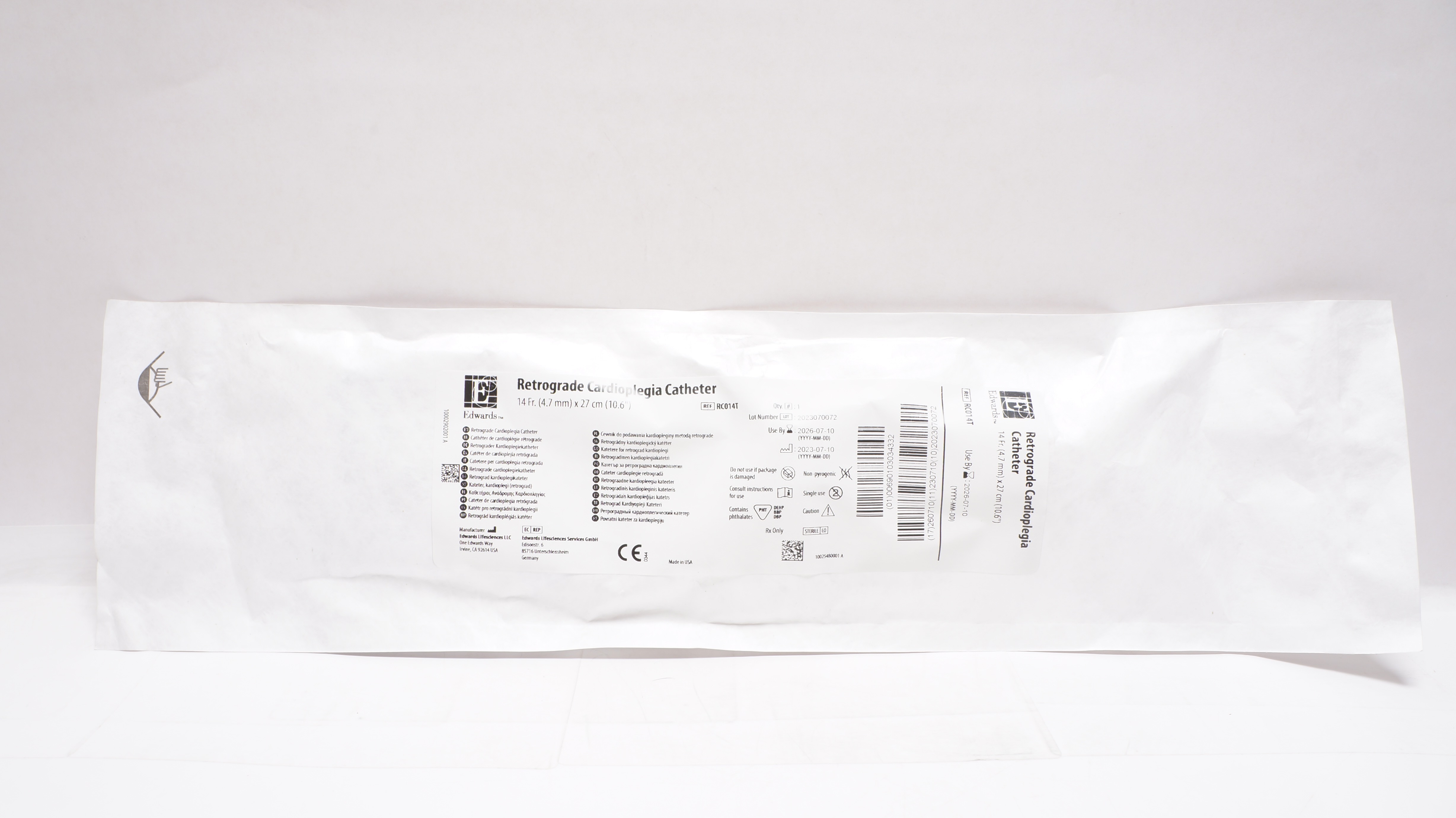 Edwards Lifesciences RC014T Retrograde Cardioplegia Cath. 14 Fr. x 10.6inch