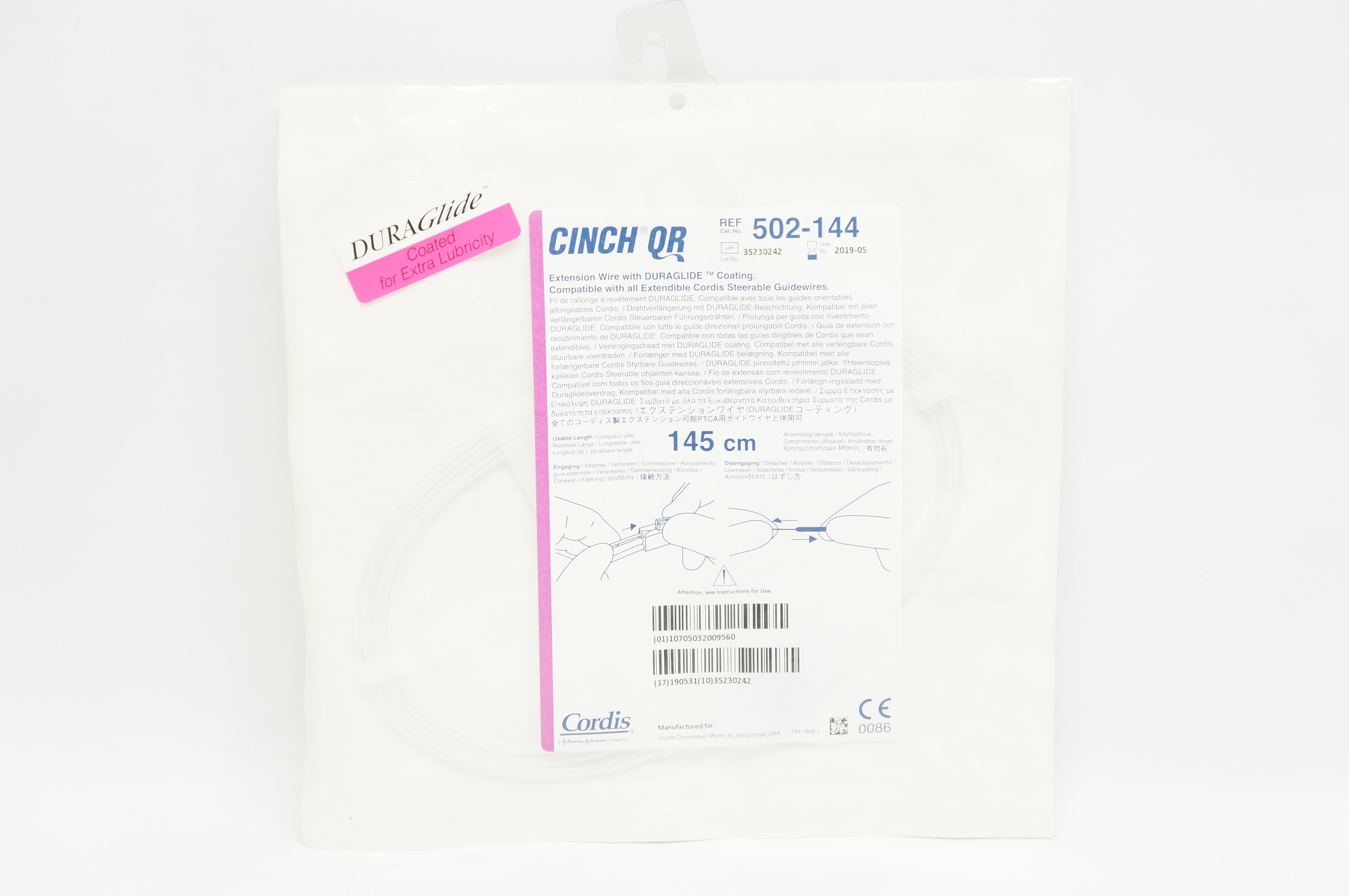 Cordis 502-144 CINCH QR 5 Extension Wire With Duraglide Coating 145cm (x)
