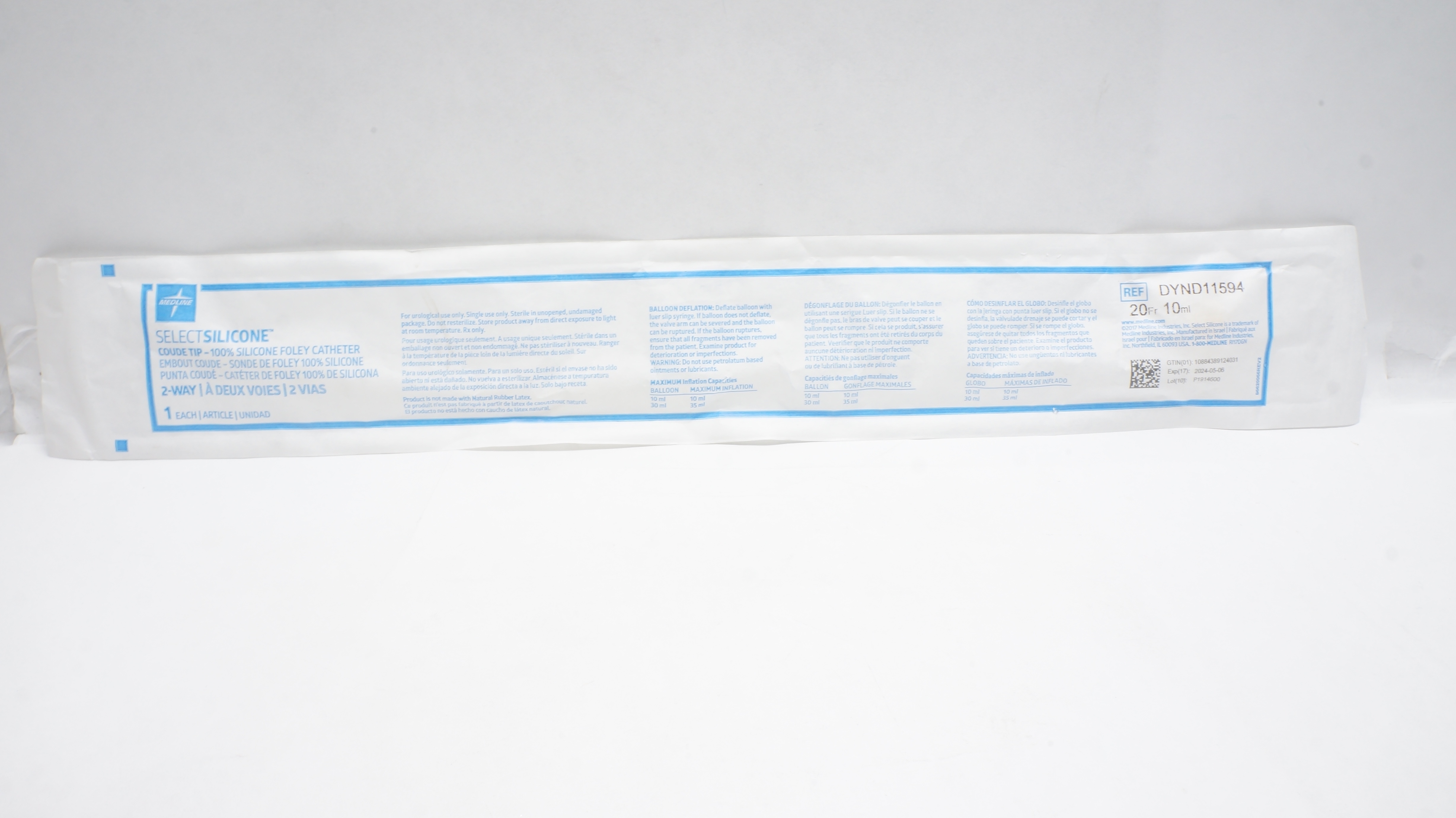 Medline DYND11594 SelectSilicone Foley Cath. Coude Tip, 2-Way 20Fr x 10mL (x)