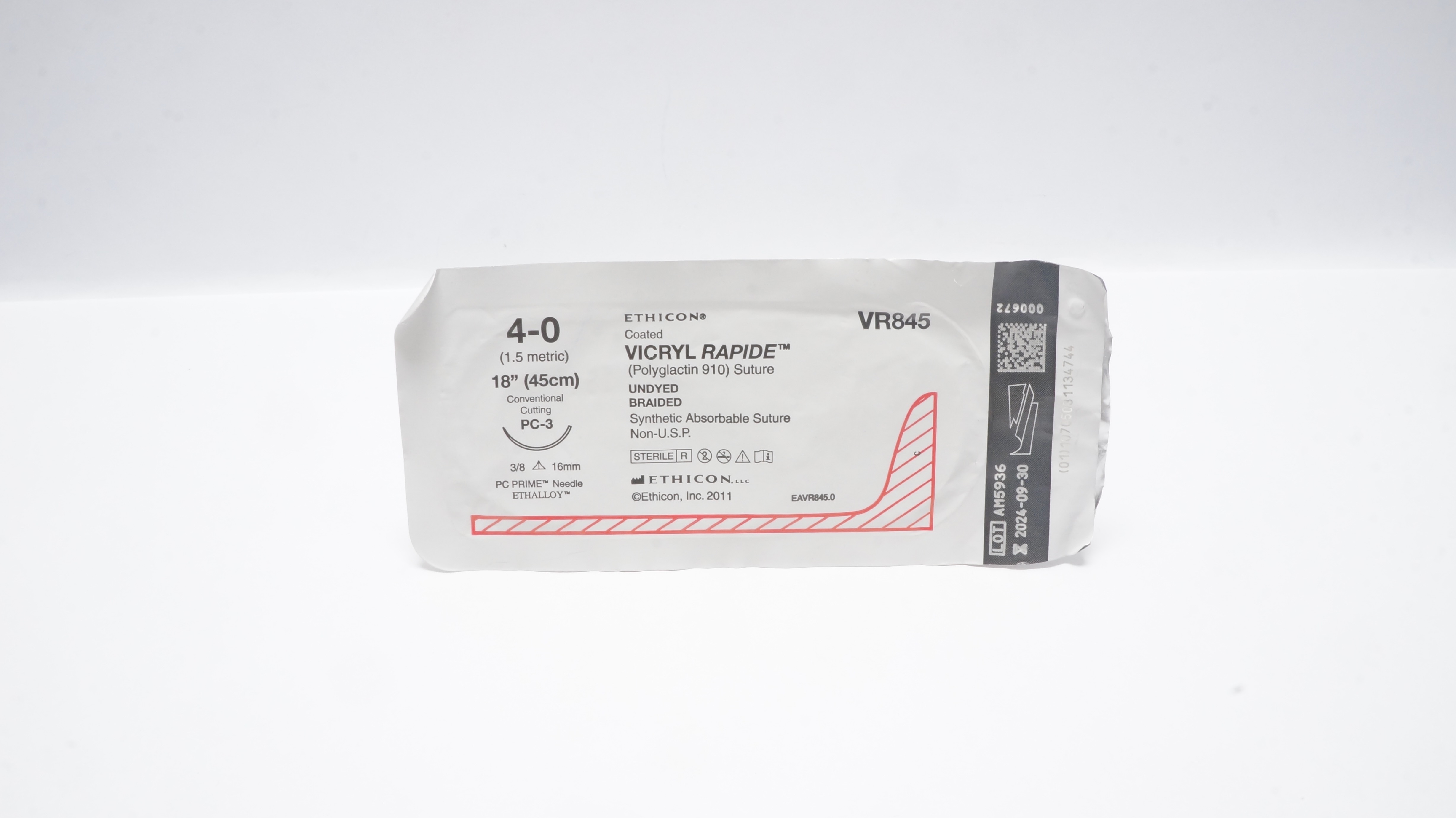 Ethicon VR845 4-0 Vicryl Rapide Stre Conventional Cutting PC-3 3/8 16mm 18inch(x)