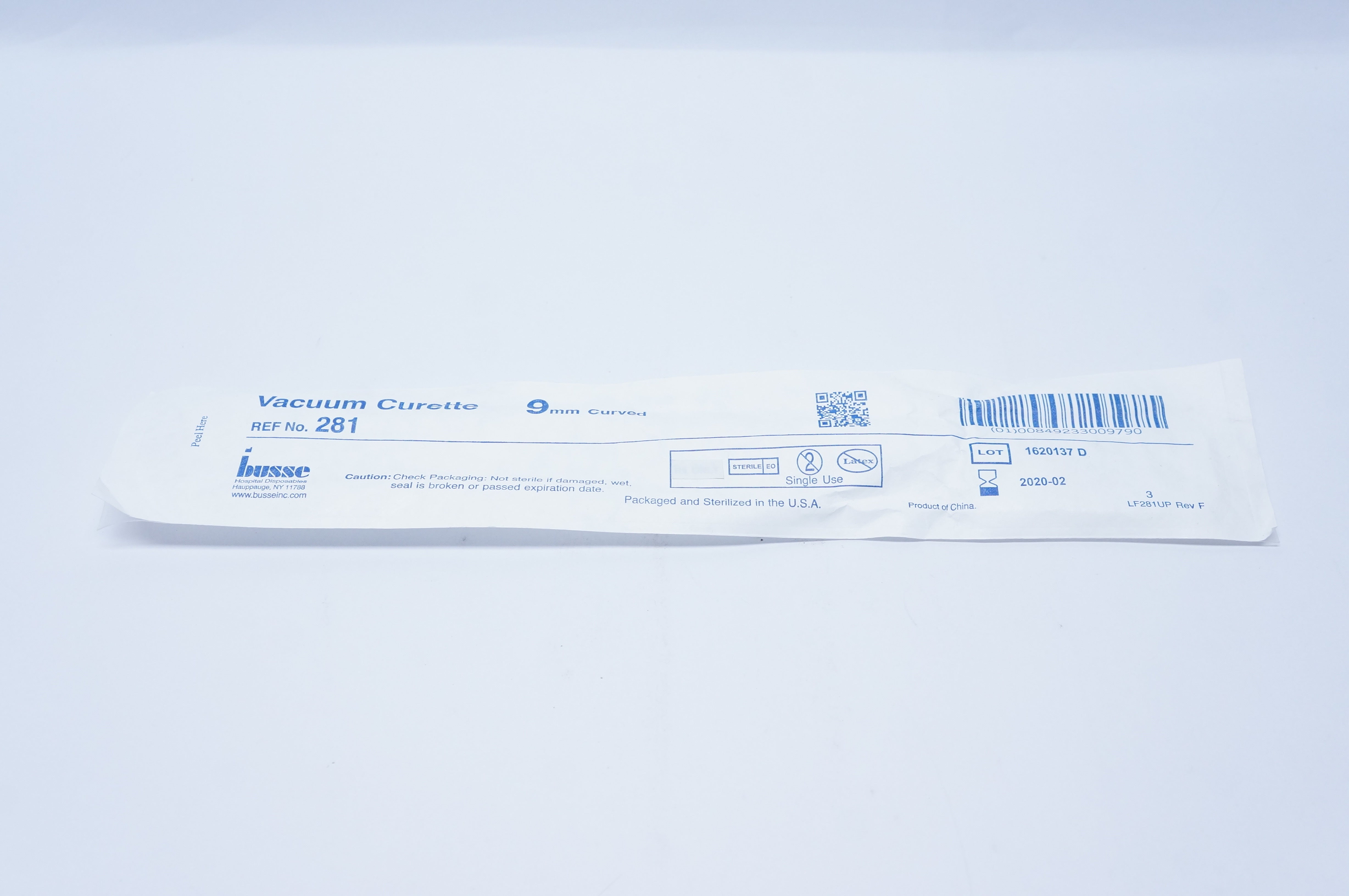 Busse 281 Vacuum Curette, 9mm Curved (x)