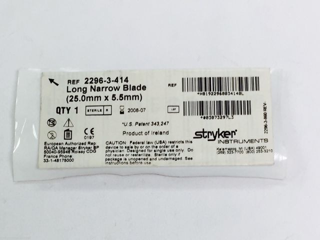 2296-3-414 ~ Stryker Long Narrow Blade 25.0mm x 5.5mm (x)