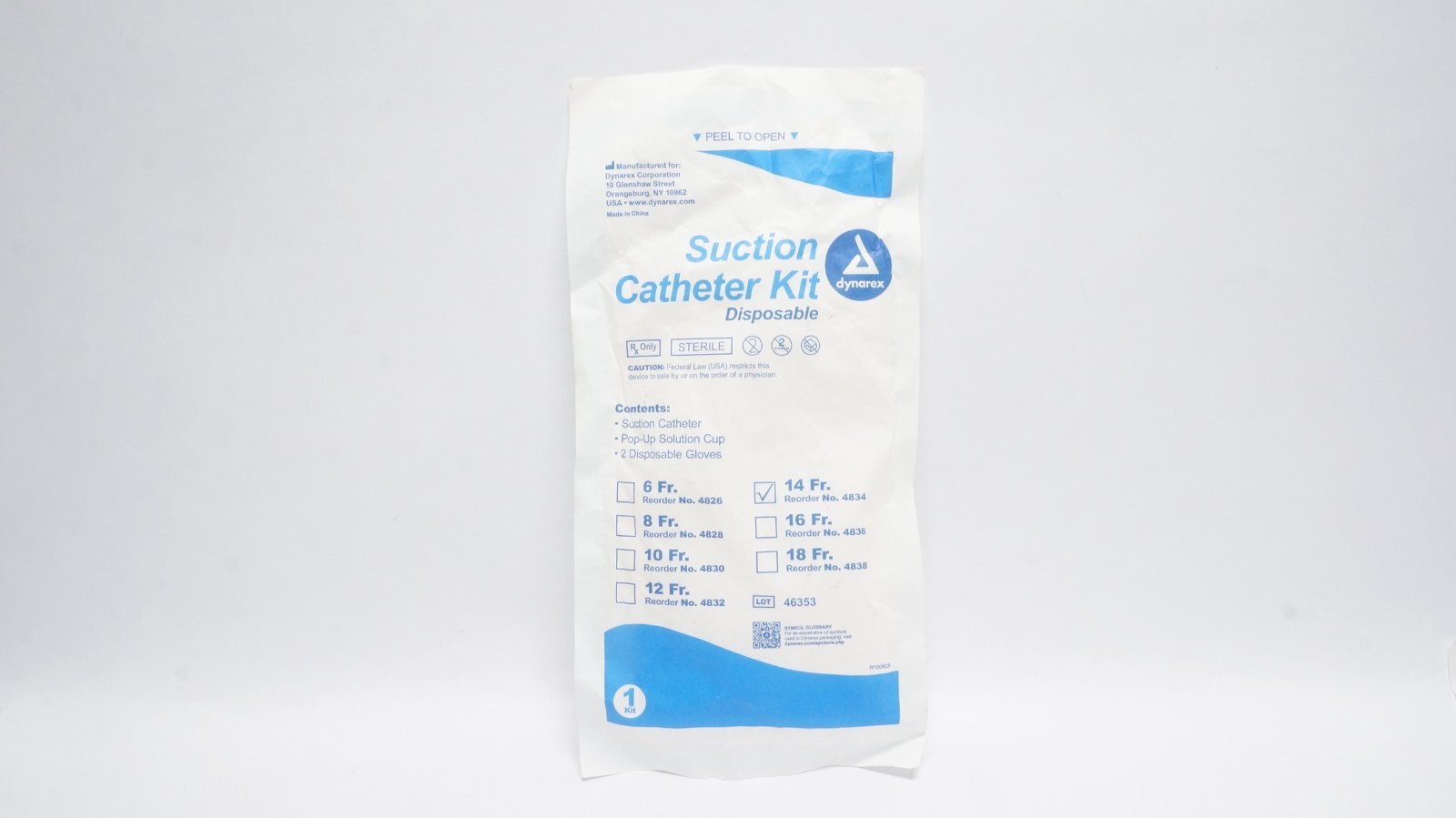 Dynarex 4834 Suction Catheter Kit 14 Fr Disposable