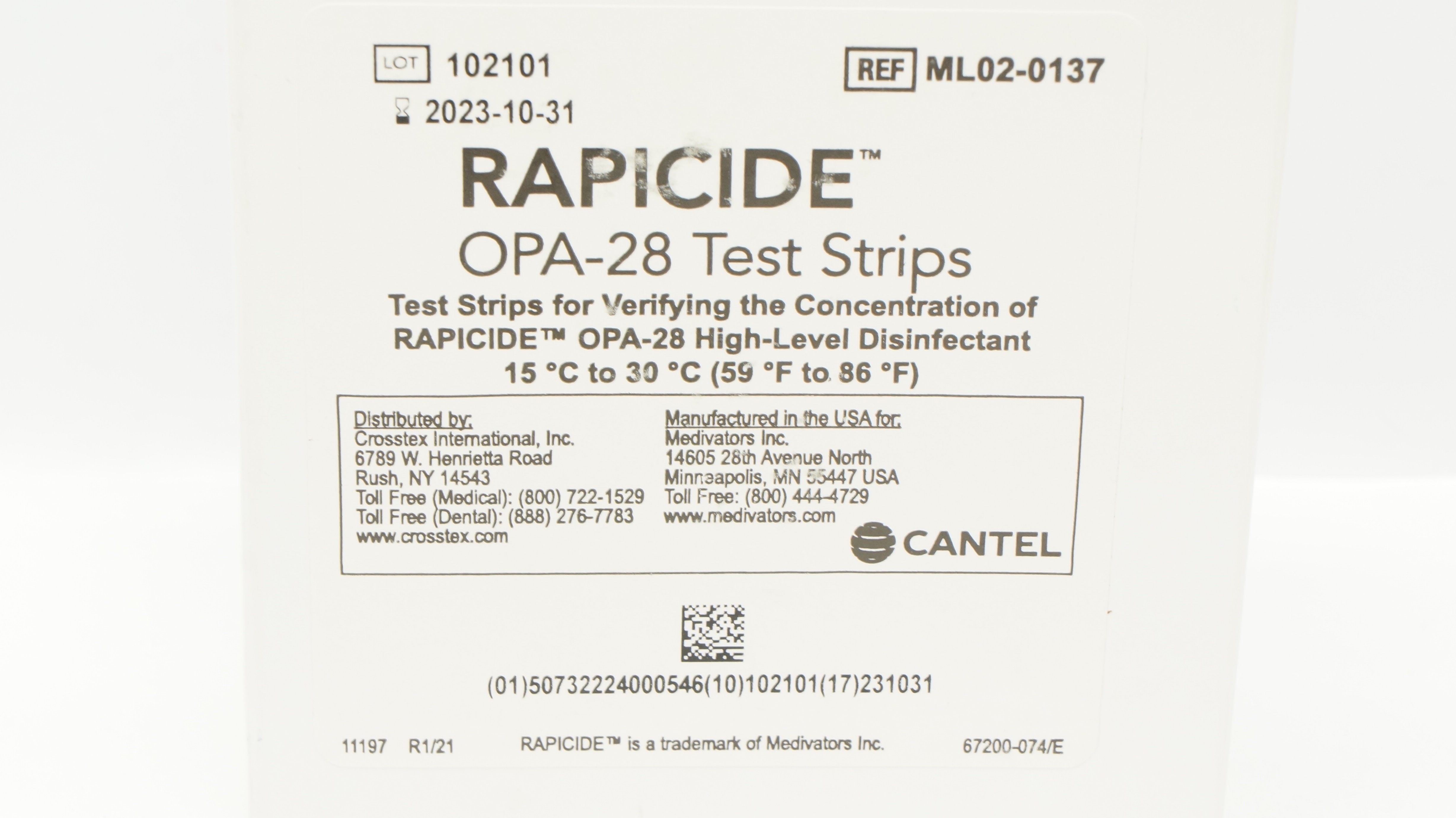 Medivators ML02-0137 Rapicide OPA-28 Hi-Level Disinfected Test Strips (x)