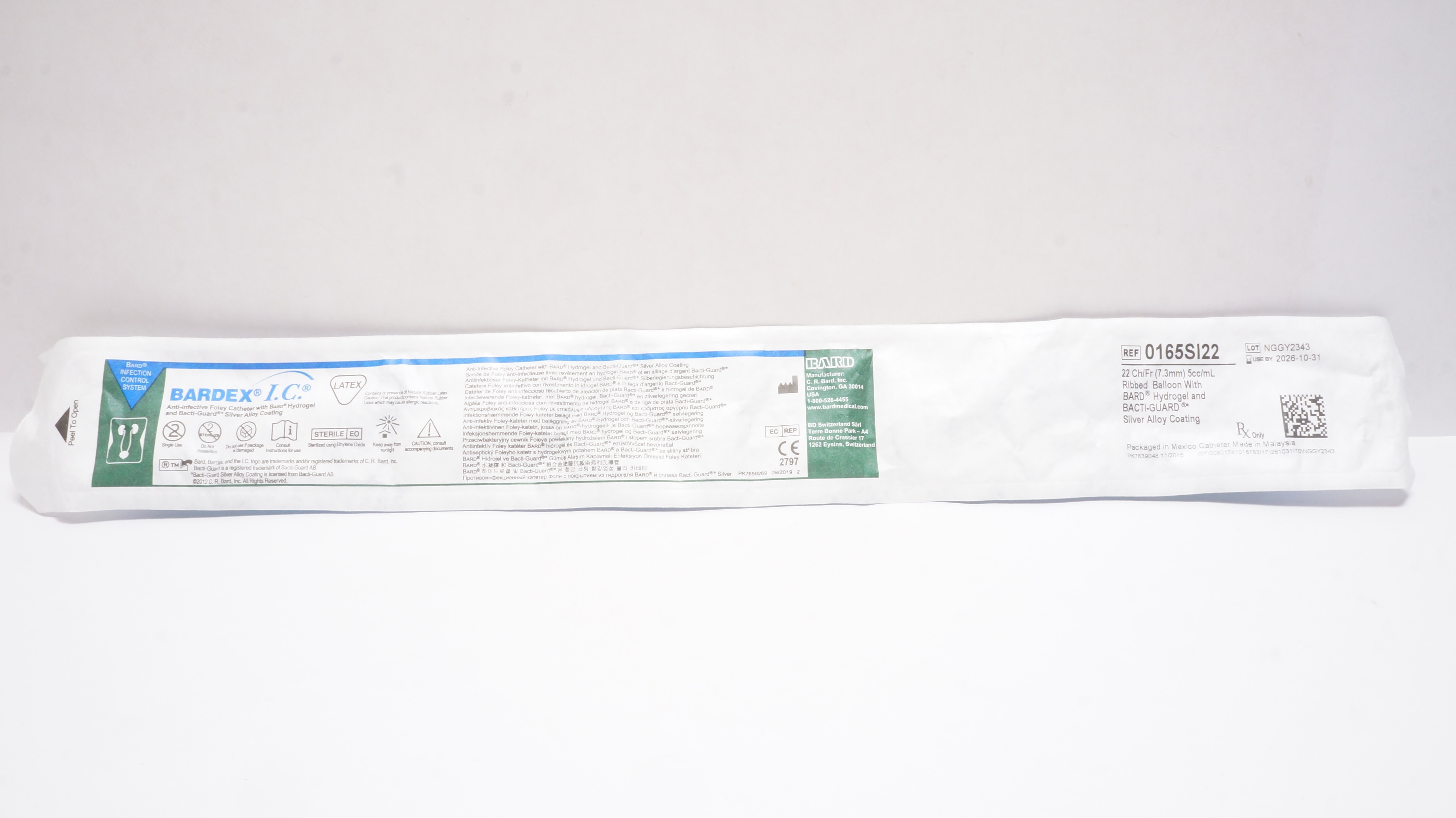 Bard 0165SI22 Bardex Anti-Infective Foley Cath. 22Fr