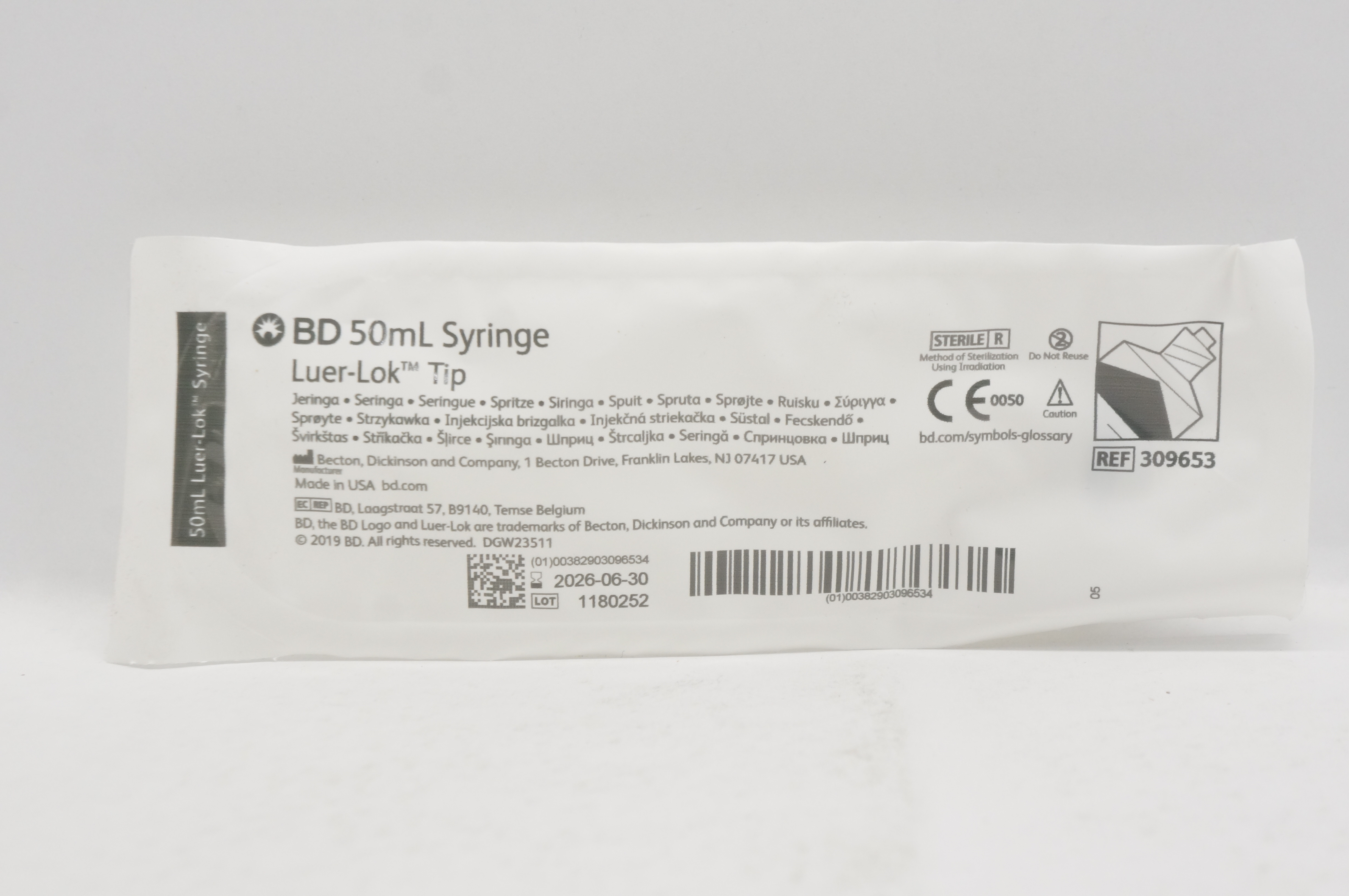BD 309653 50ml Syringe Luer-Lok Tip