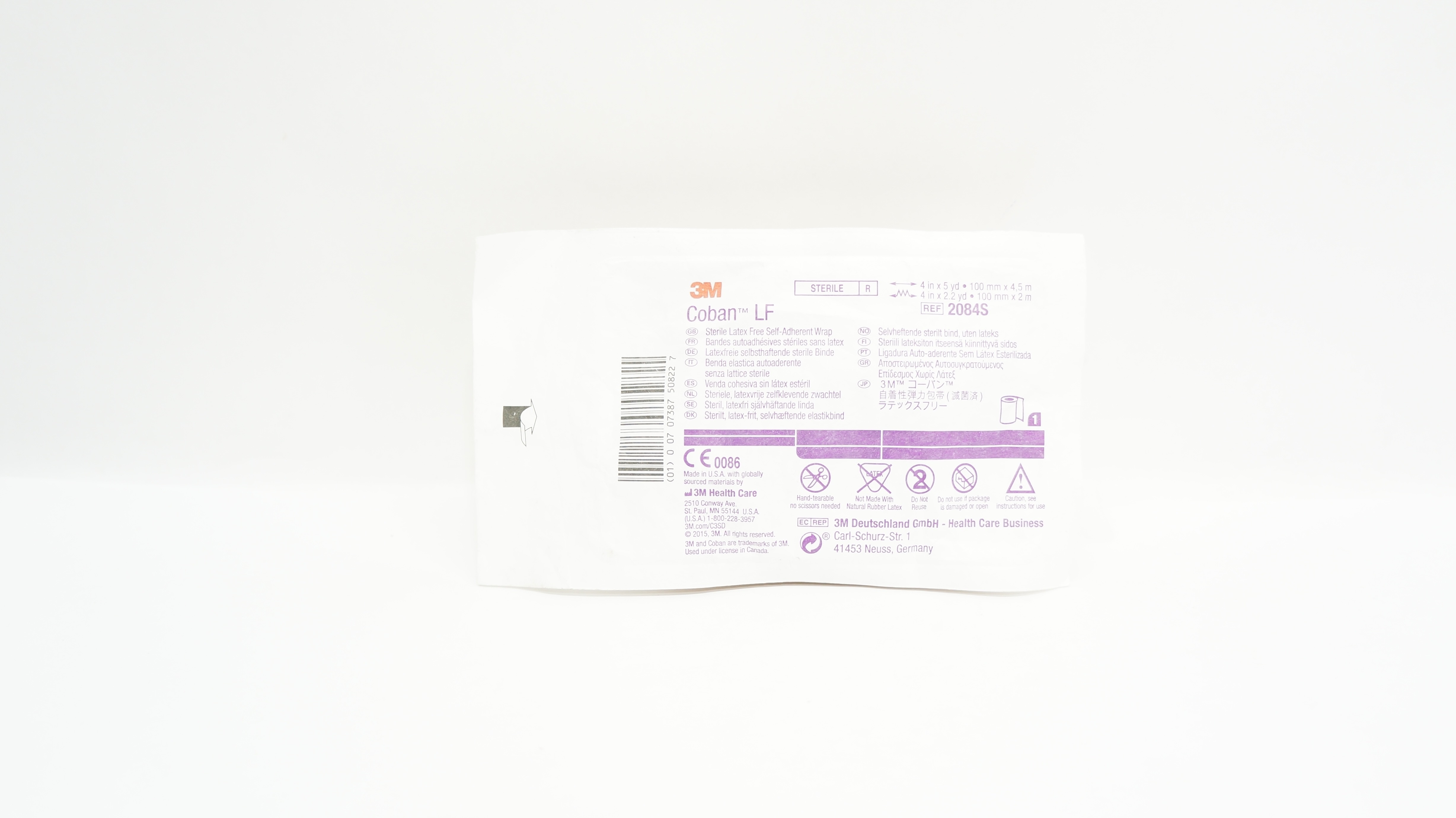 3M 2084S Coban LF Sterile, Self-Adherent Wrap 4 inch x 5yd, 4 inch x 2.2yd