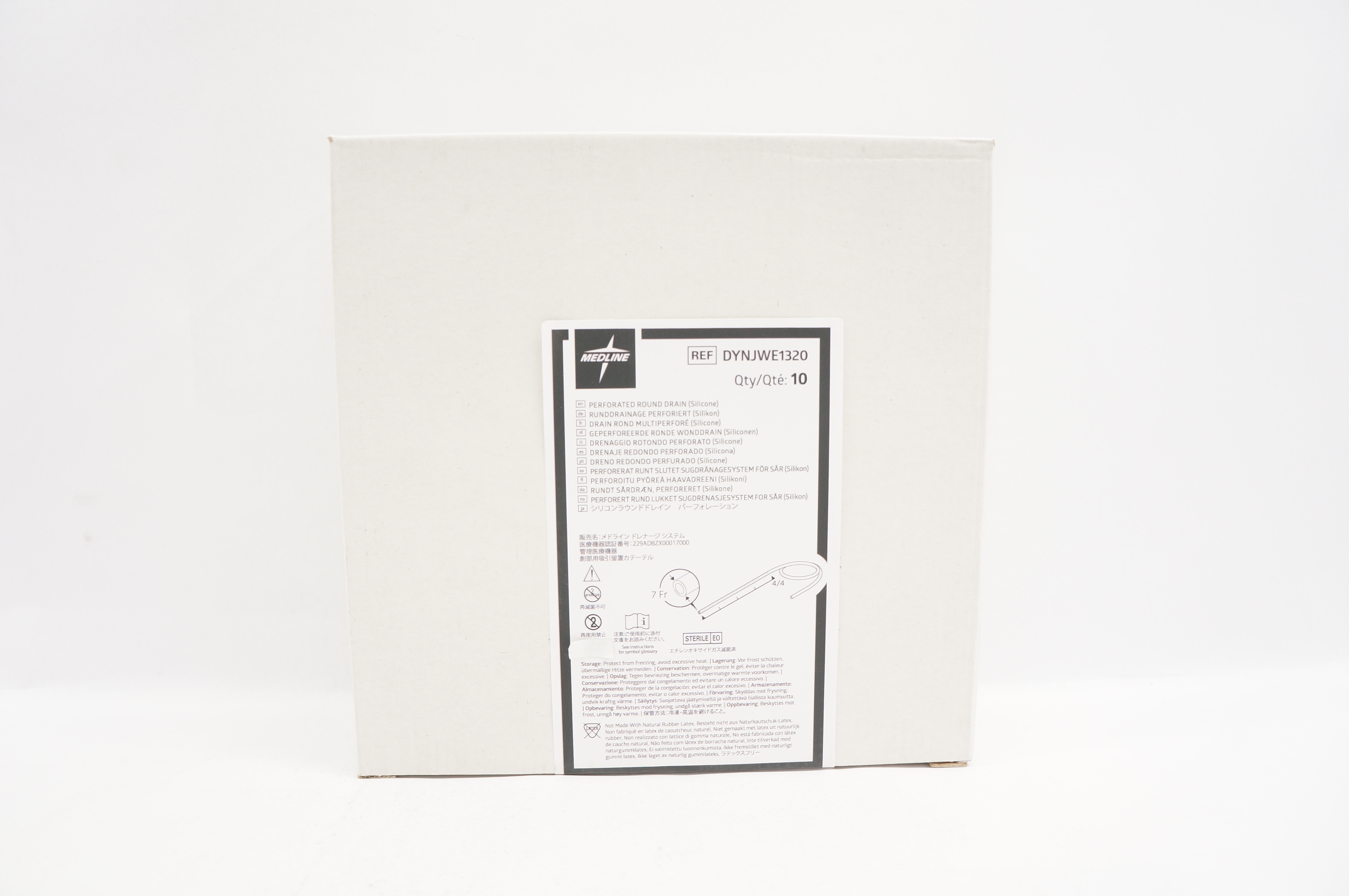 Medline DYNJWE1320 Perforated Round Drain Silicone 7Fr - Box of 10