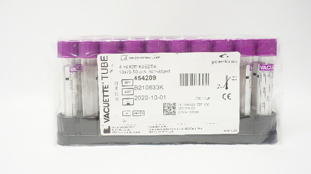 Greiner Bio-One 454209 Vacuette Tube 4ml K2E K2EDTA 13x75 Non-Ridged - Box of 50