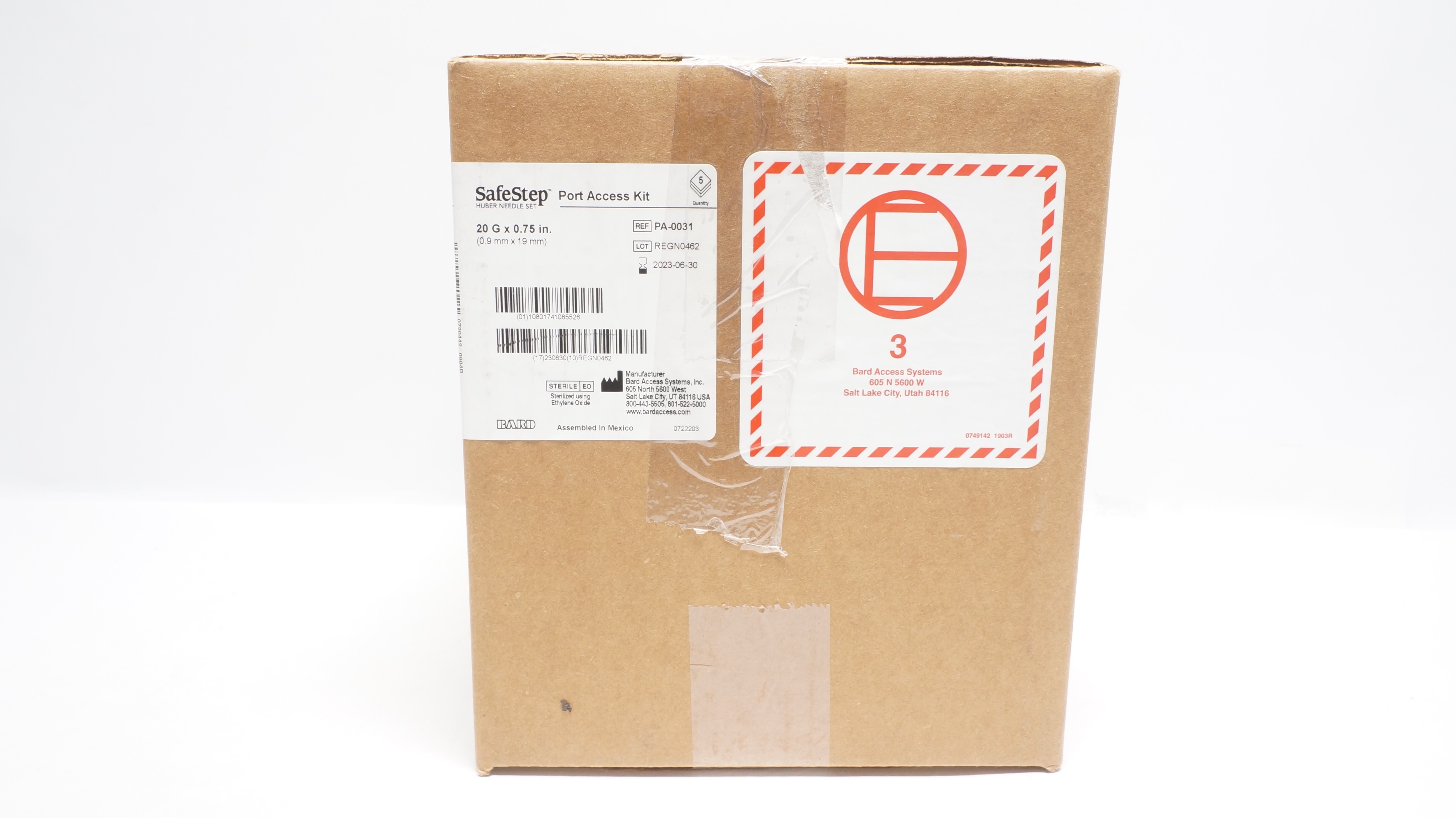 Bard PA-0031 SafeStep Huber Needle Set,Port Access Kit 20Gx 0.75In-Box of 5(x)