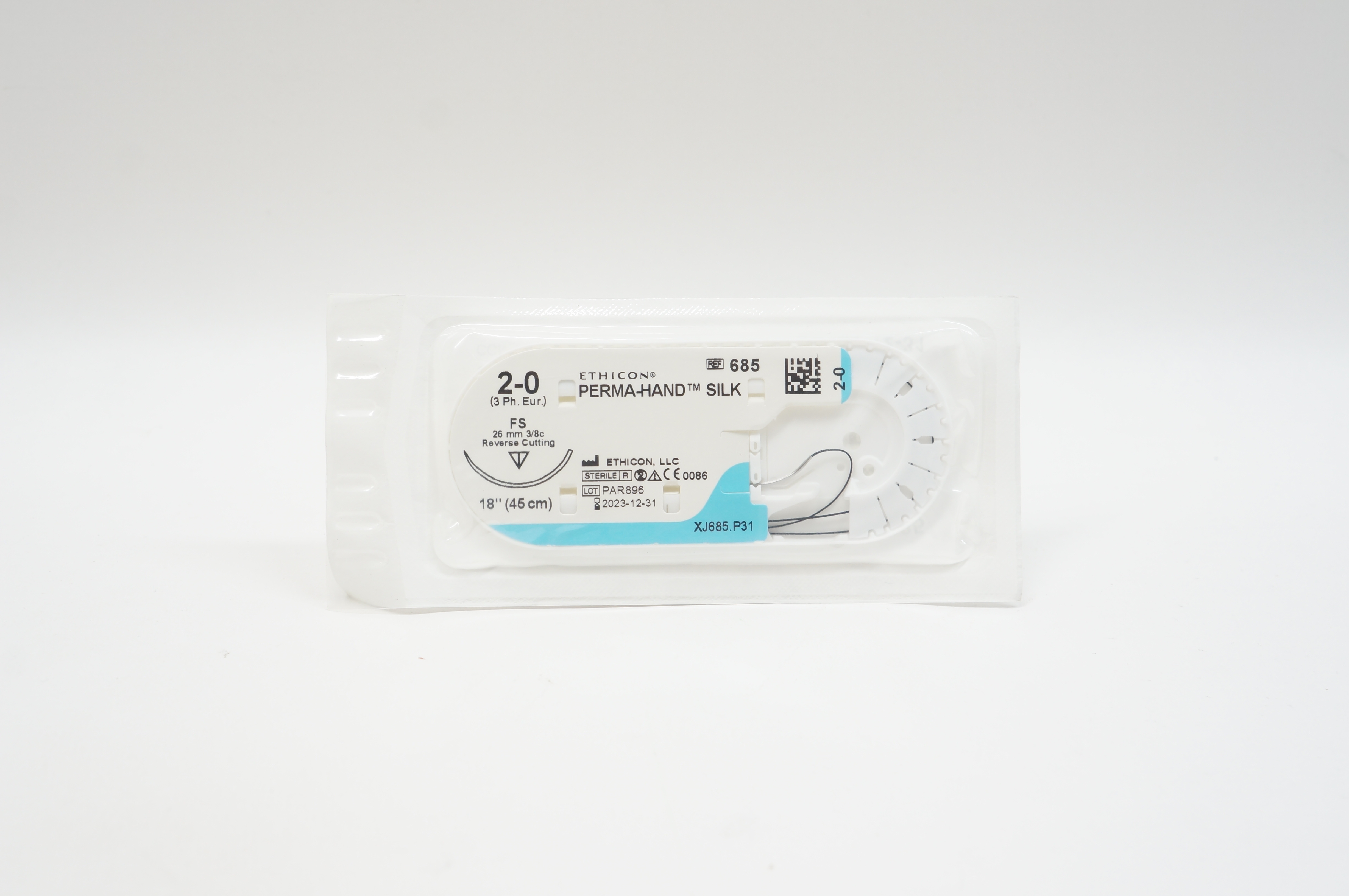 Ethicon 685 2-0 PERMA-HAND SILK, FS 26mm 3/8c Reverse Cutting, 18inch