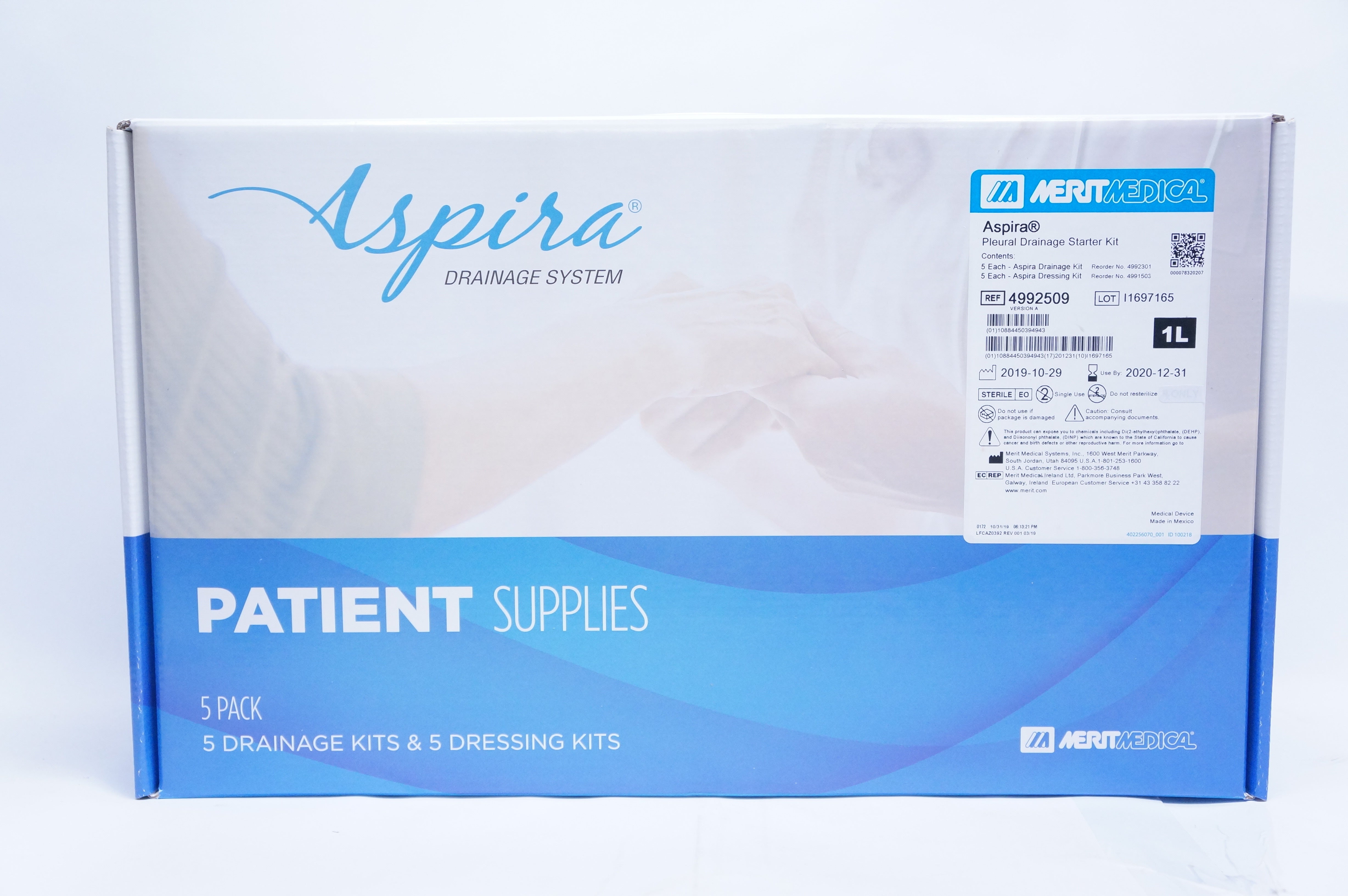 Merit Medical 4992509 Aspira Pleural Drainage Starter Kit 1L-Box of 5