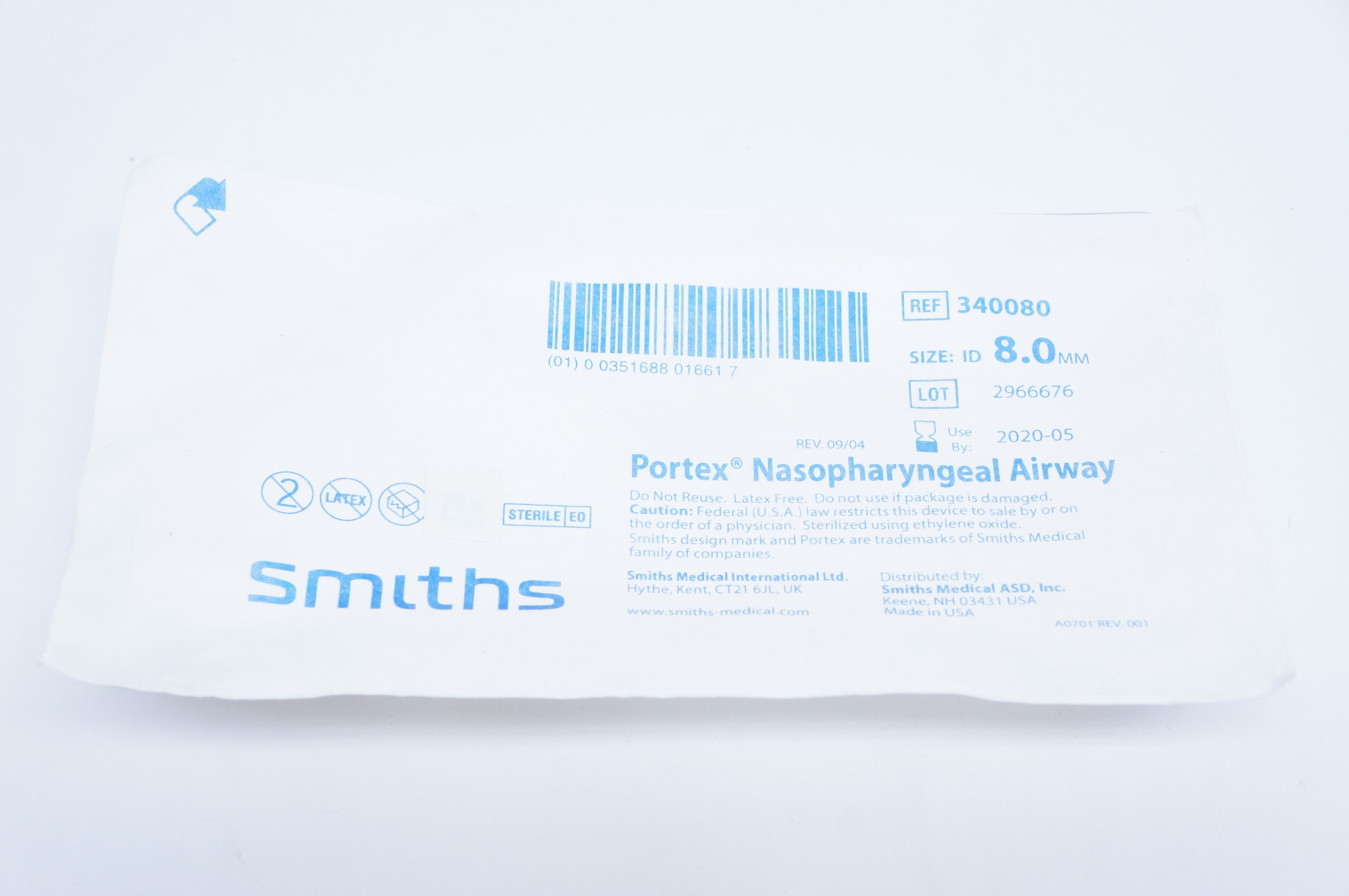 Smiths Medical 340080 Portex Nasopharyngeal Airway 8.0mm (x)