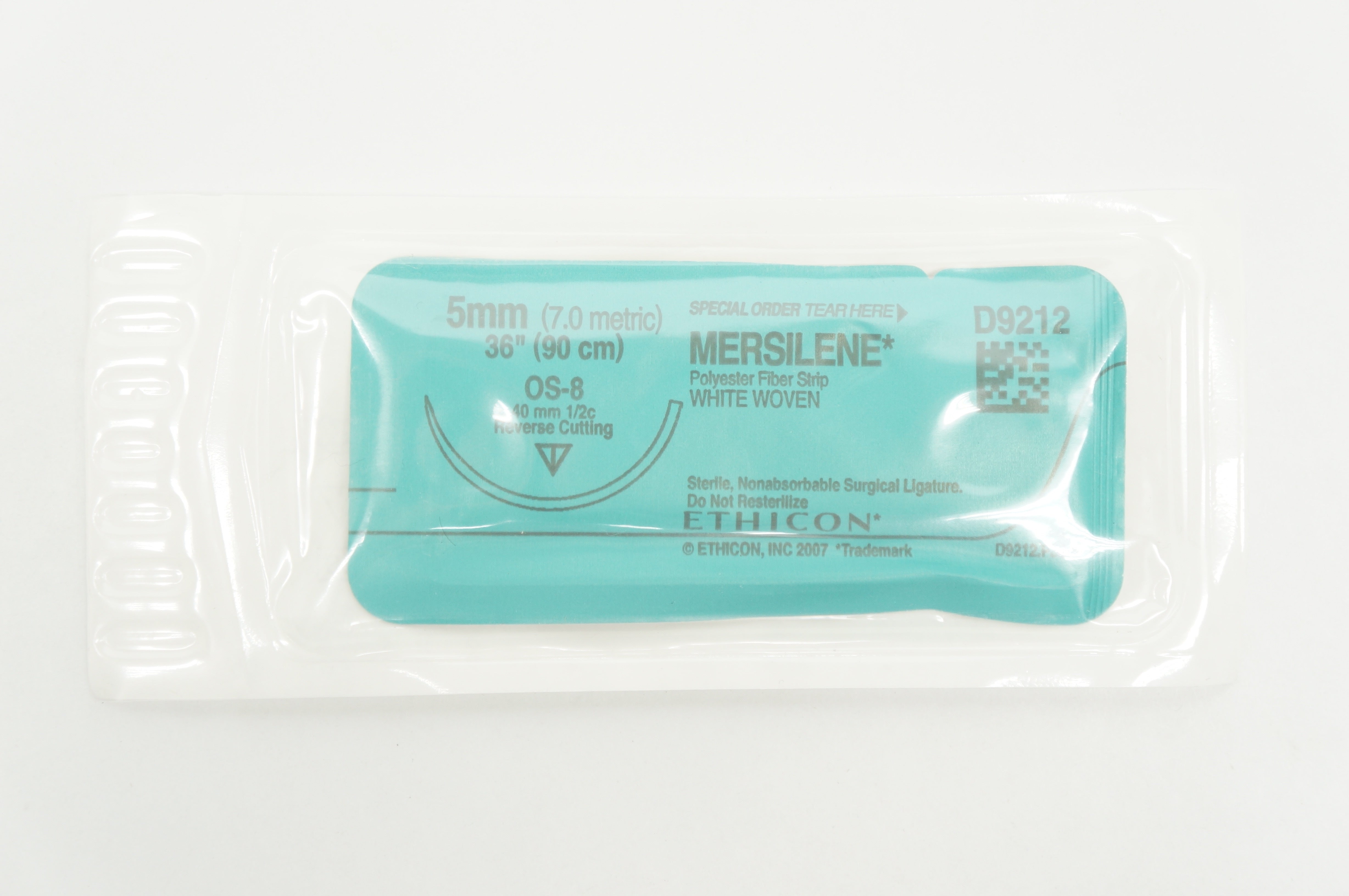 Ethicon D9212 5 MERSILENE White Woven OS-8 1/2c 40mm Reverse Cutting, 36inch
