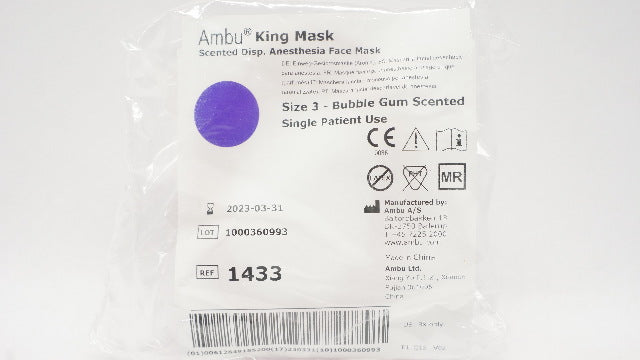 Ambu 1433 King Mask Strawberry Scented Disp. Anesthesia Face Mask Size 3
