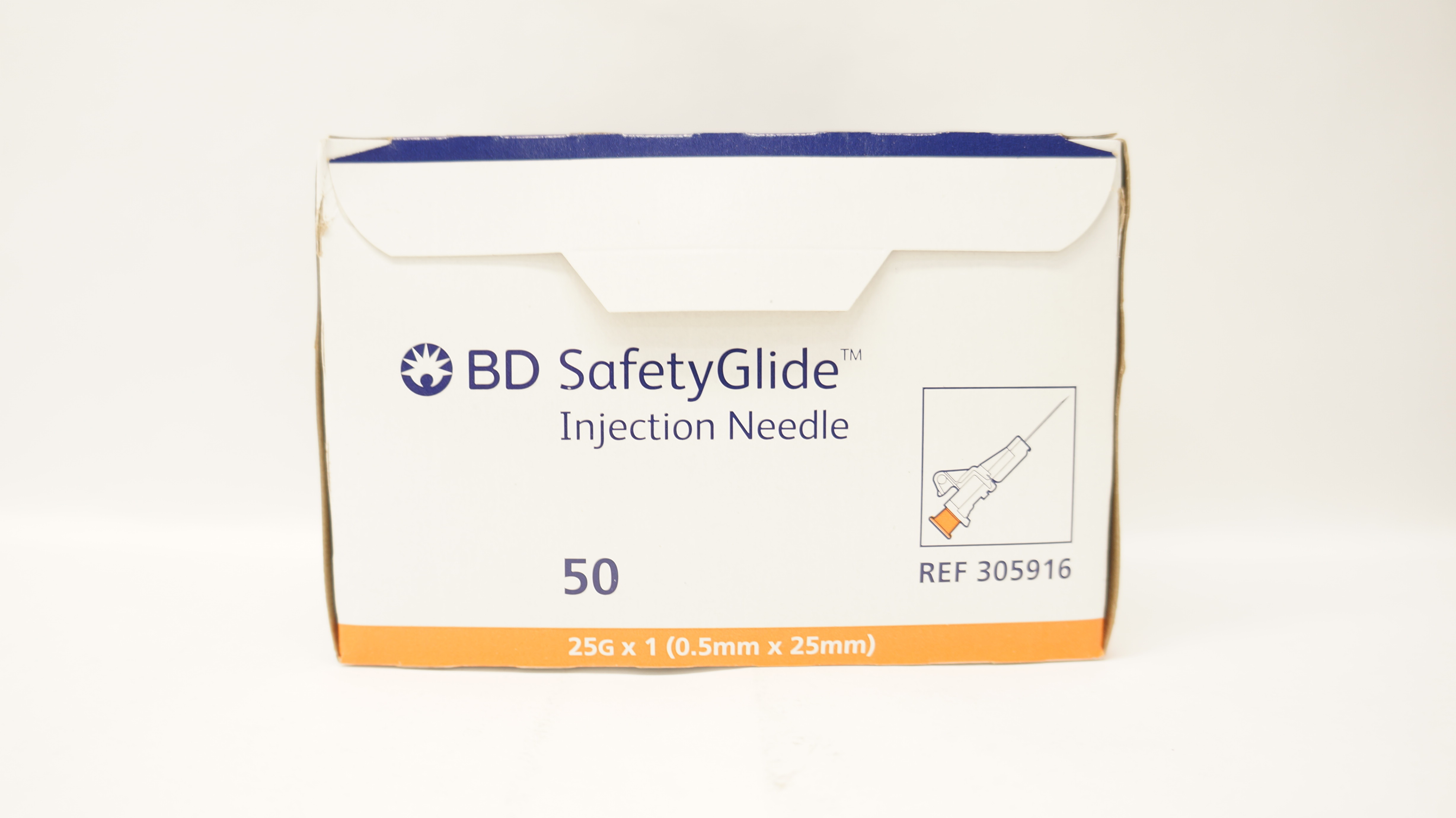 BD 305916 Safety Glide Injection Ndle 25G x 1 - Box of 50