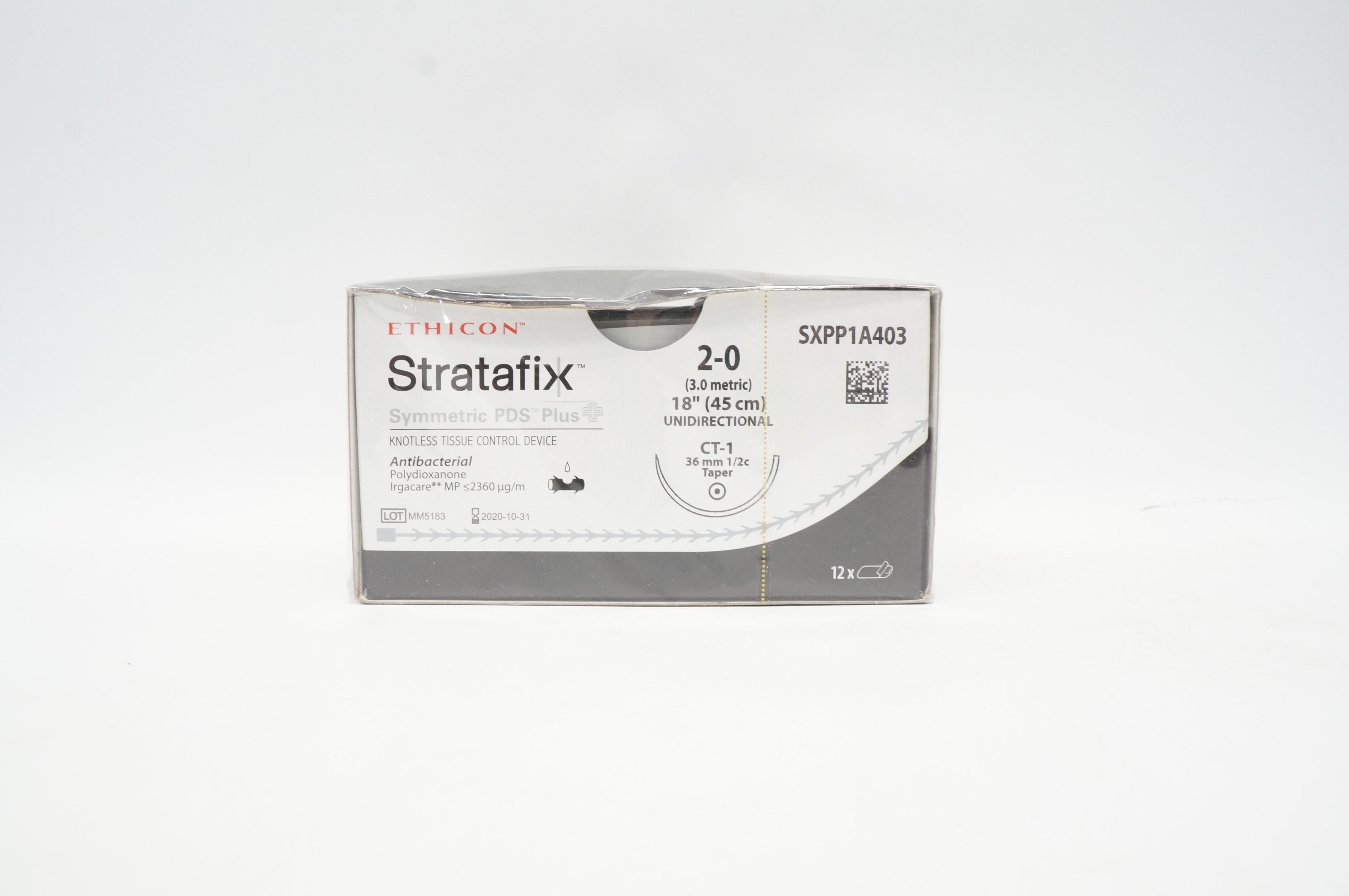 Ethicon SXPP1A403 2-0 Symmetric PDS Plus CT-1 36mm 1/2c ,18 inch (x) - Box of 12