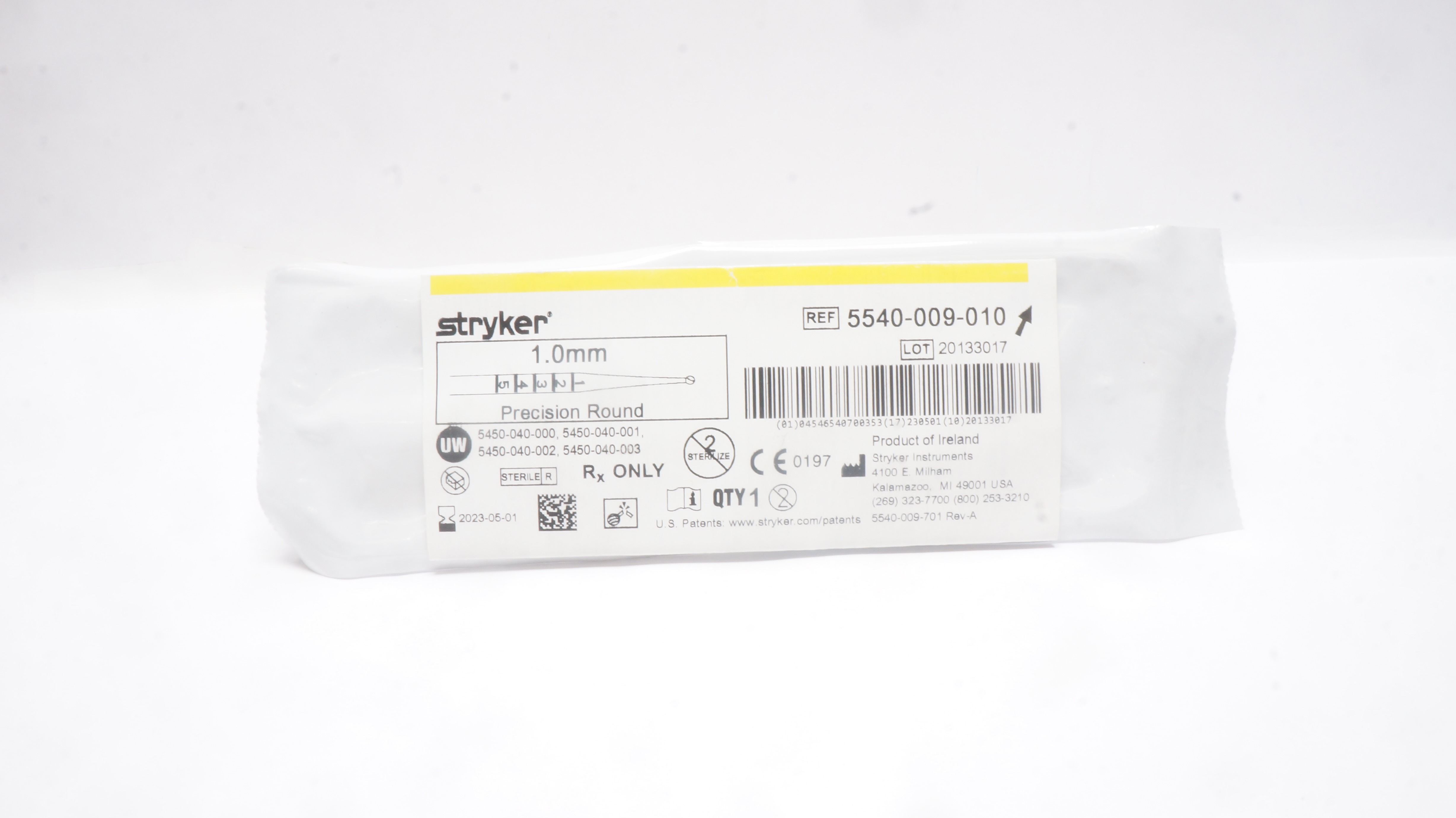 Stryker 5540-009-010 Precision Round Bur 1.0mm (x)