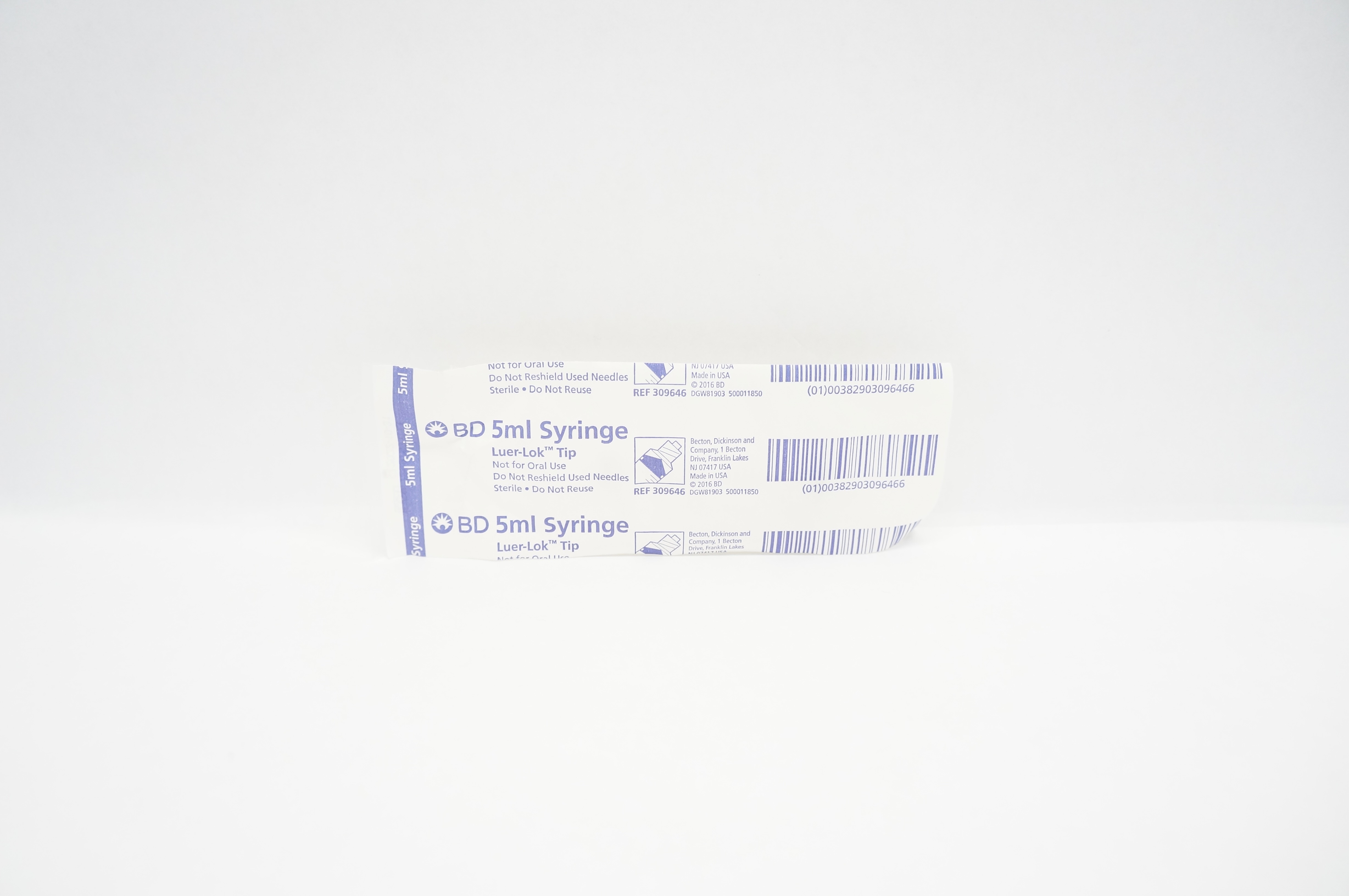BD 309646 Syringe, Luer-Lok Tip, 5mL