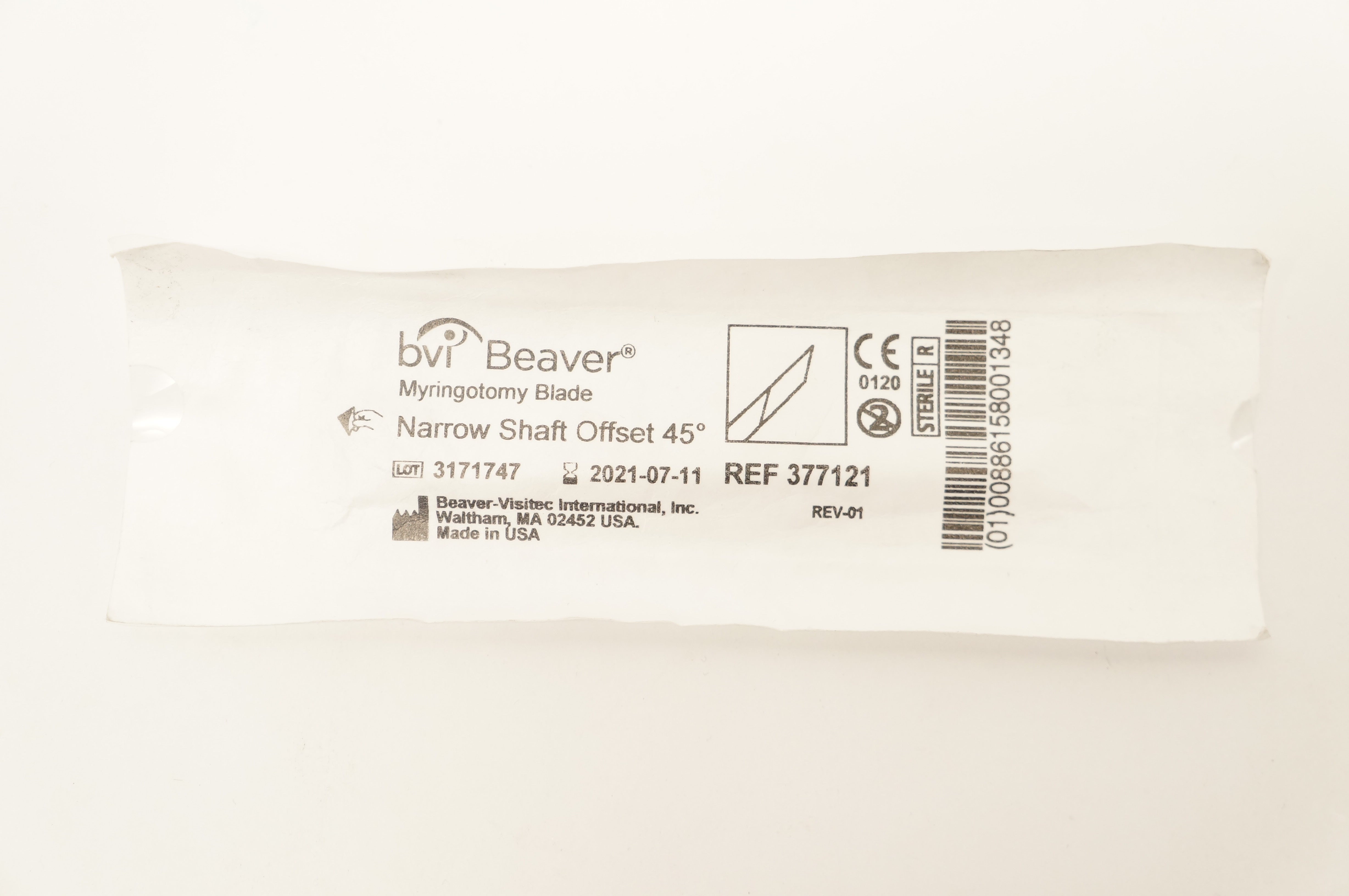 BVI Beaver 377121 Myringotomy Blade Narrow Shaft Offset 45 Degree (x)