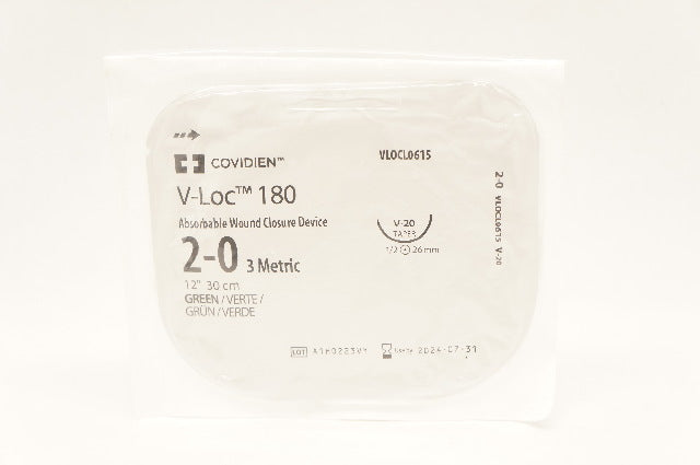 Covidien VLOCLO615 0 V-Loc 180 Wound Closure, V-20 Taper 1/2 26mm, 12inch
