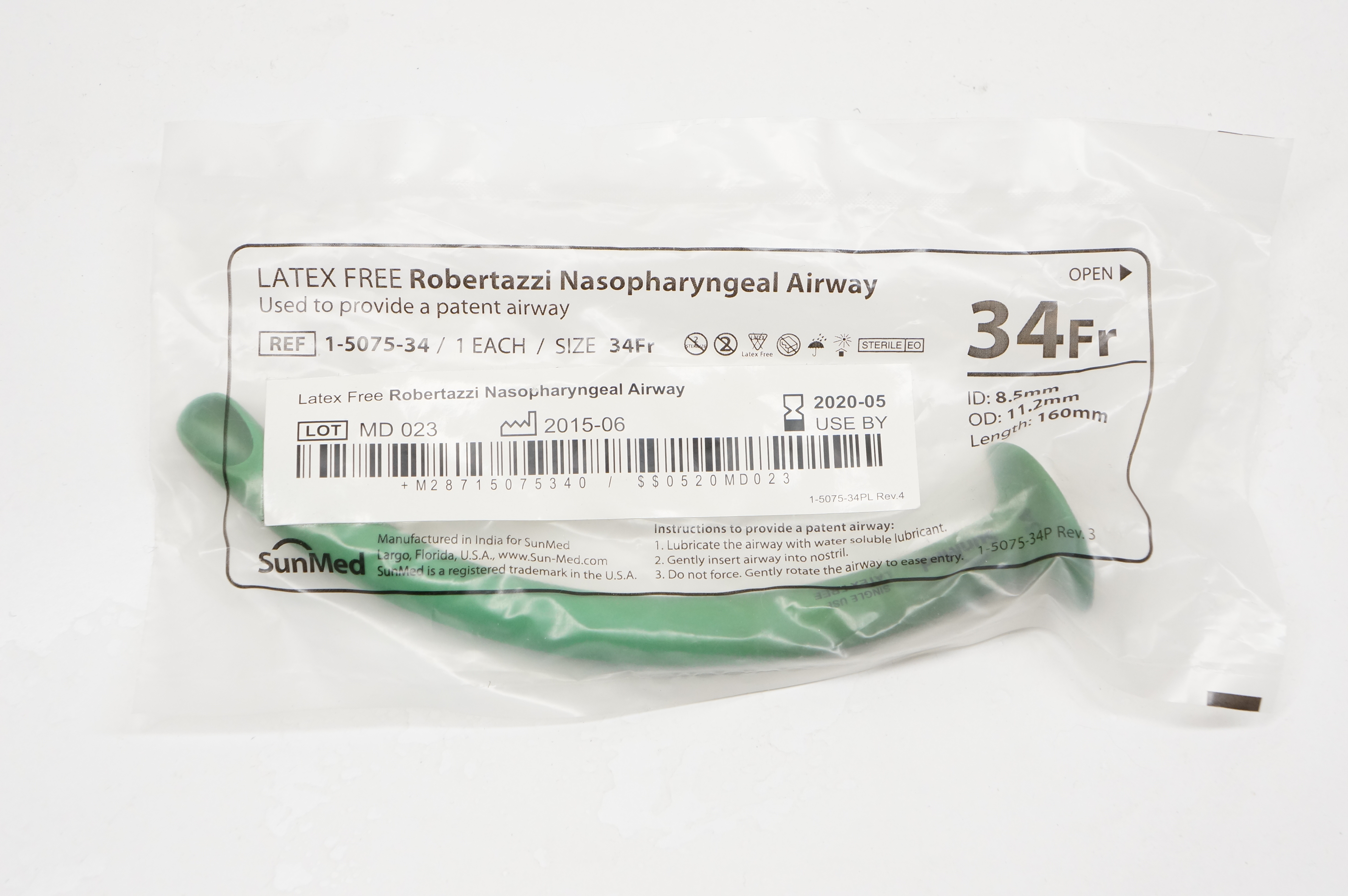 SunMed 1-5073-34 Robertazzi Nasopharyngeal Airway 34Fr.