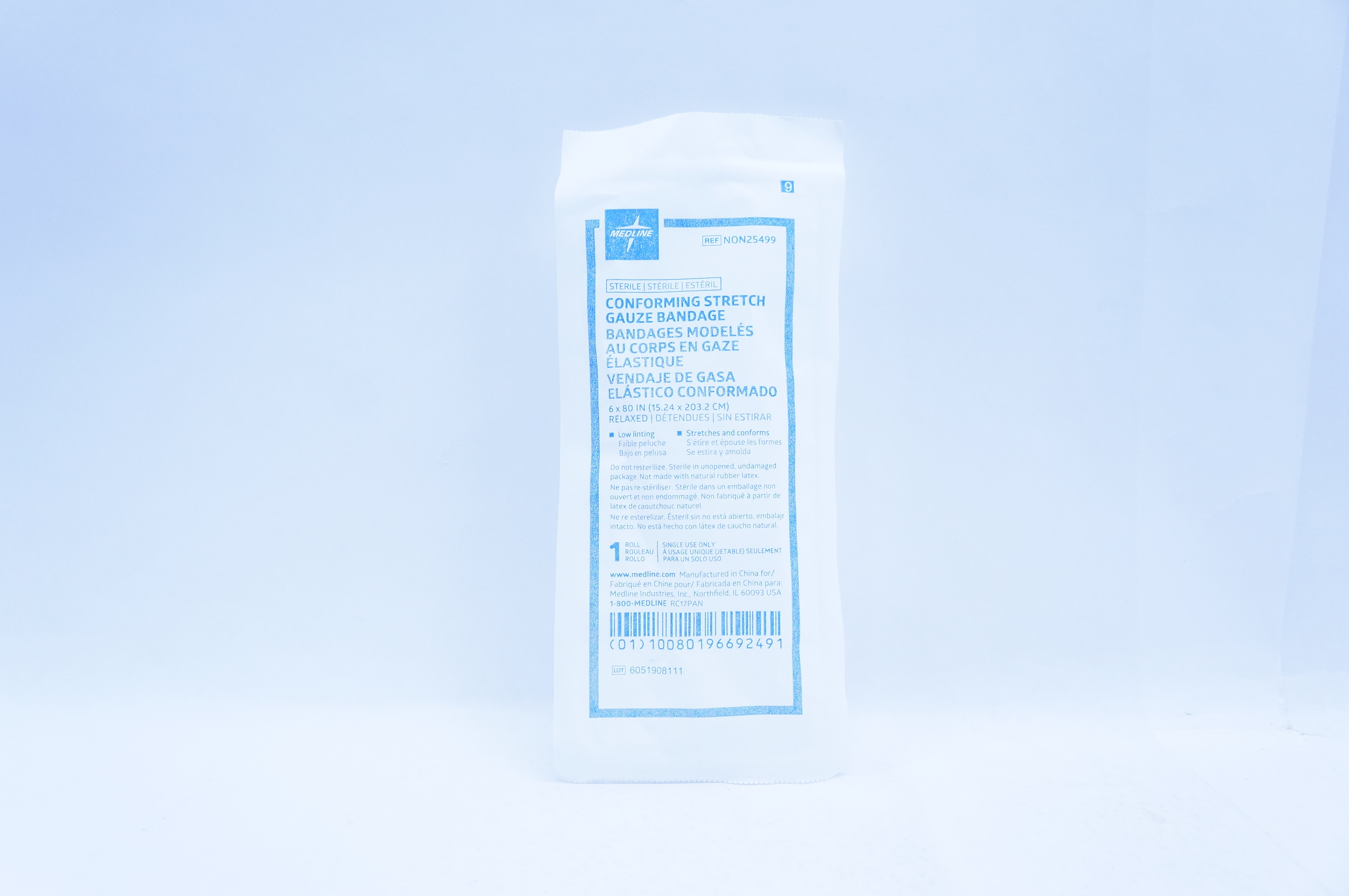 Medline NON25499 Conforming Stretch Gauze Bandage 6 x 80inch Relaxed