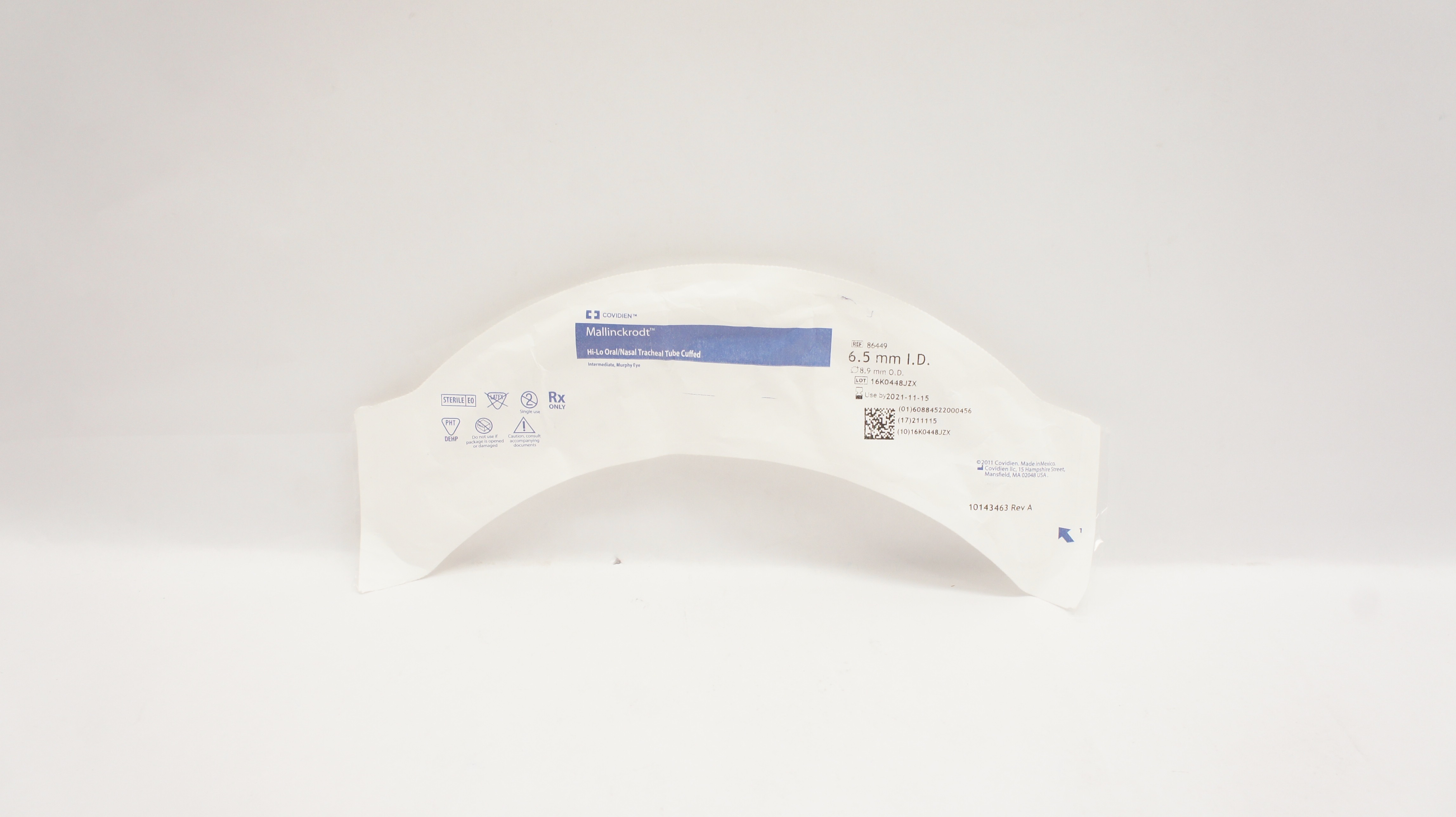 Covidien 86449 Mallinckrodt Hi-Lo Oral/Nasal Tracheal Tube 6.5 ID x 8.9mm OD (x)