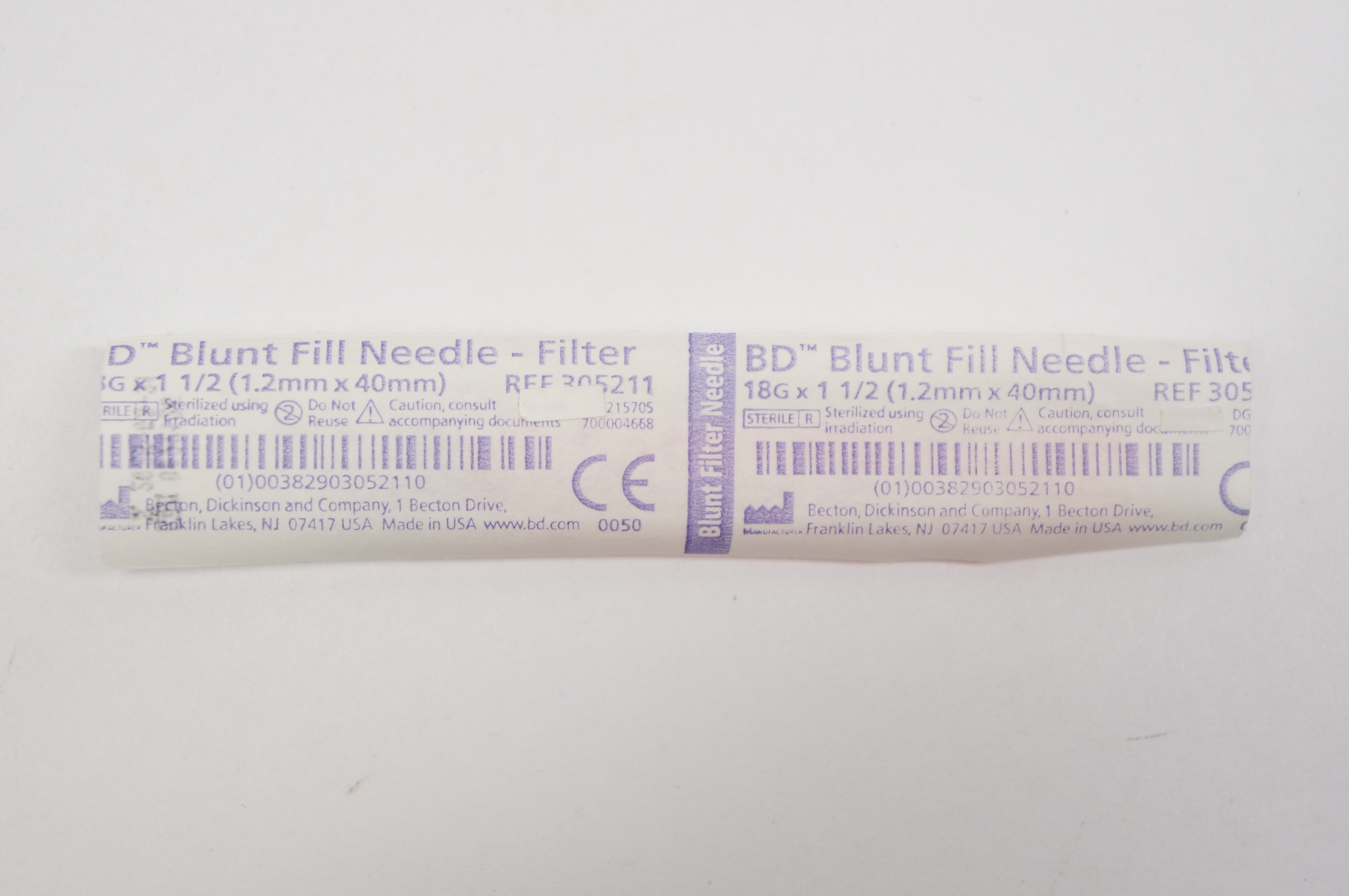 BD 305211 Blunt Fill Ndle - Filter 18G x 1-1/2inch