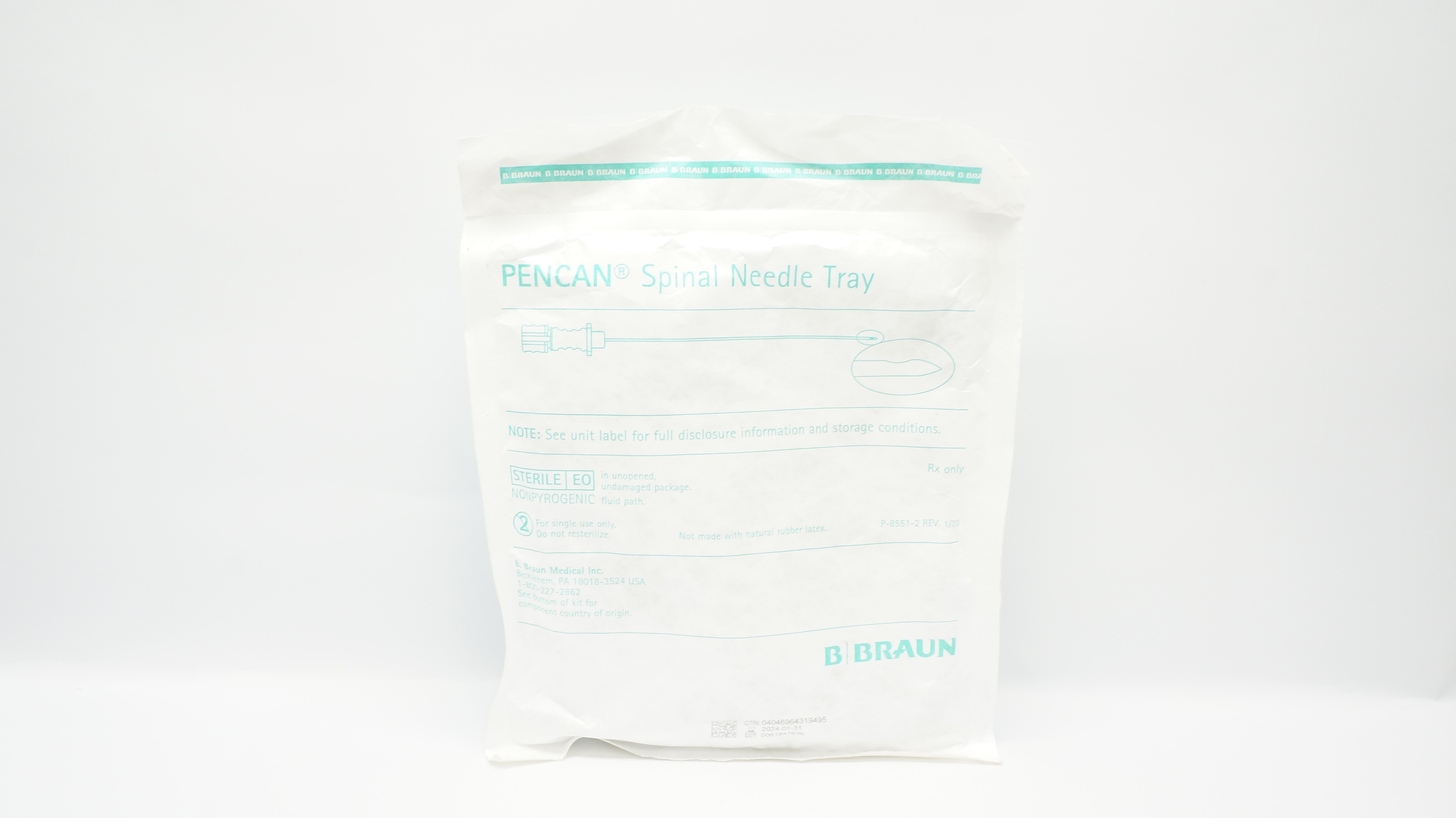 Braun 560533 Design Options Pencan Spinal Ndle Anesthesia Tray 25Ga x 3.5inch(x)