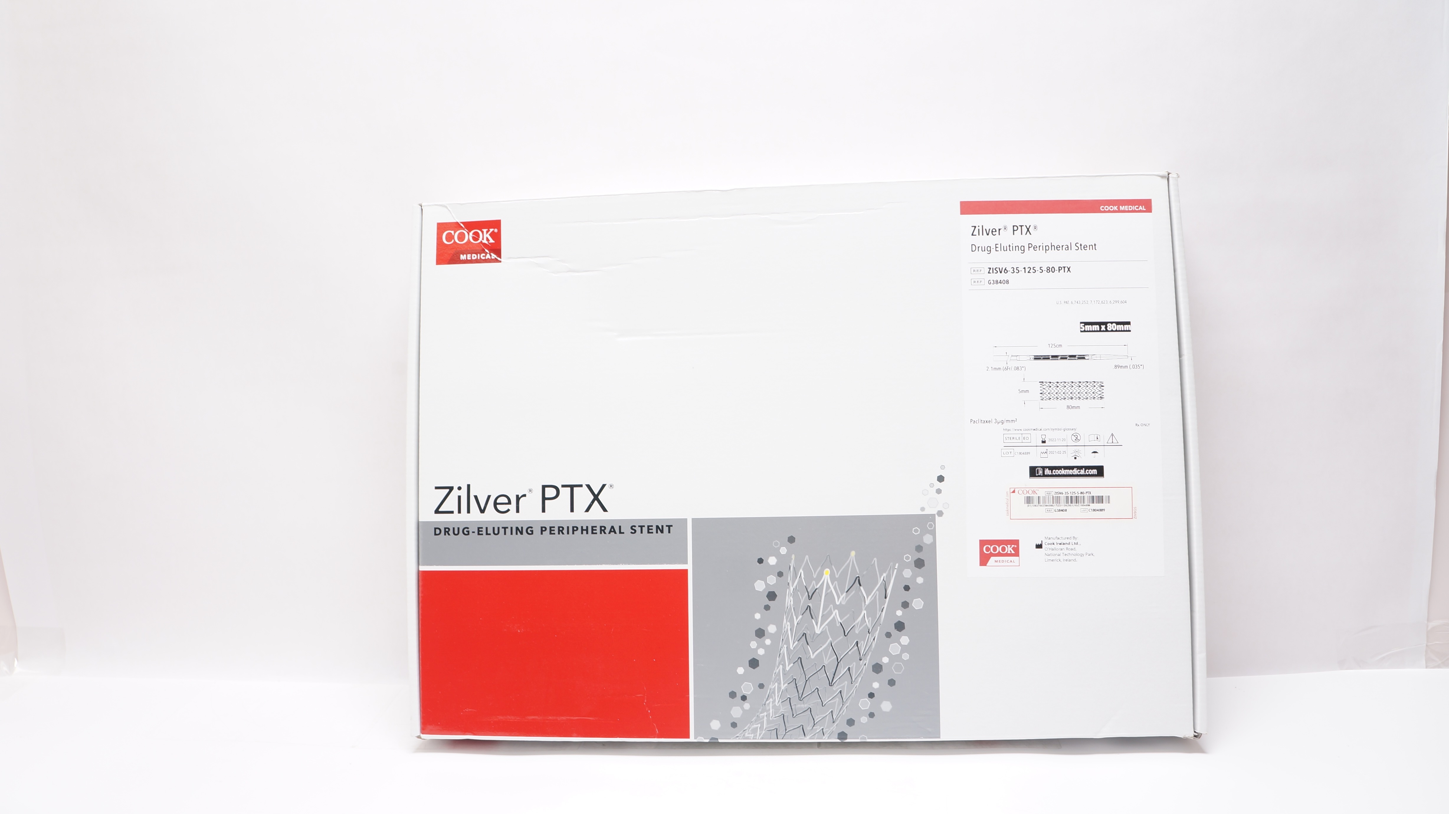 Cook Medical G38408 Zilver PTX Drug-Eluting Peripheral Stent 5mm x 80mm (x)