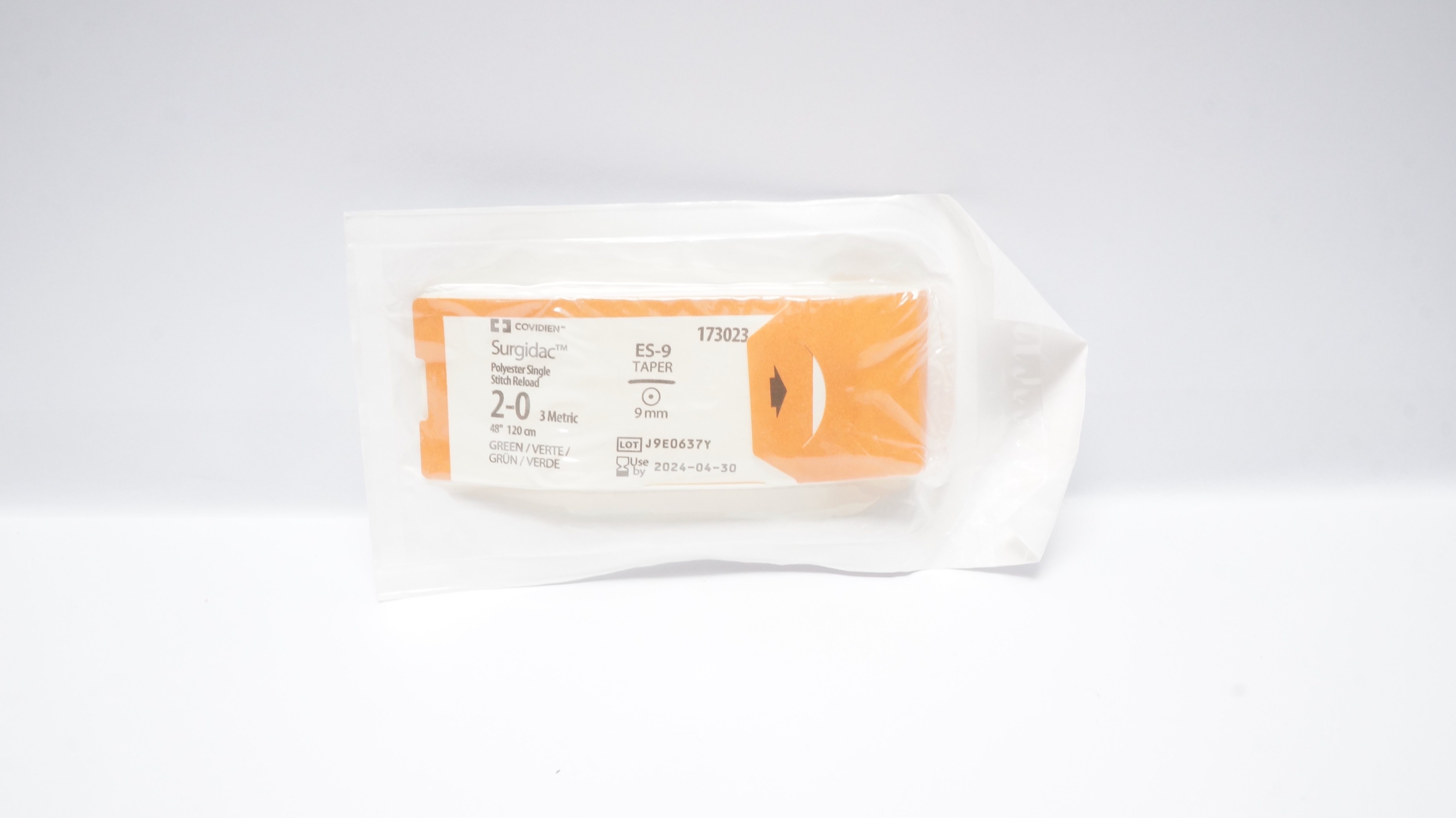 Covidien 173023 2-0 Surgidac Polyester Stitch Reload ES-9 Taper 9mm 48inch (x)