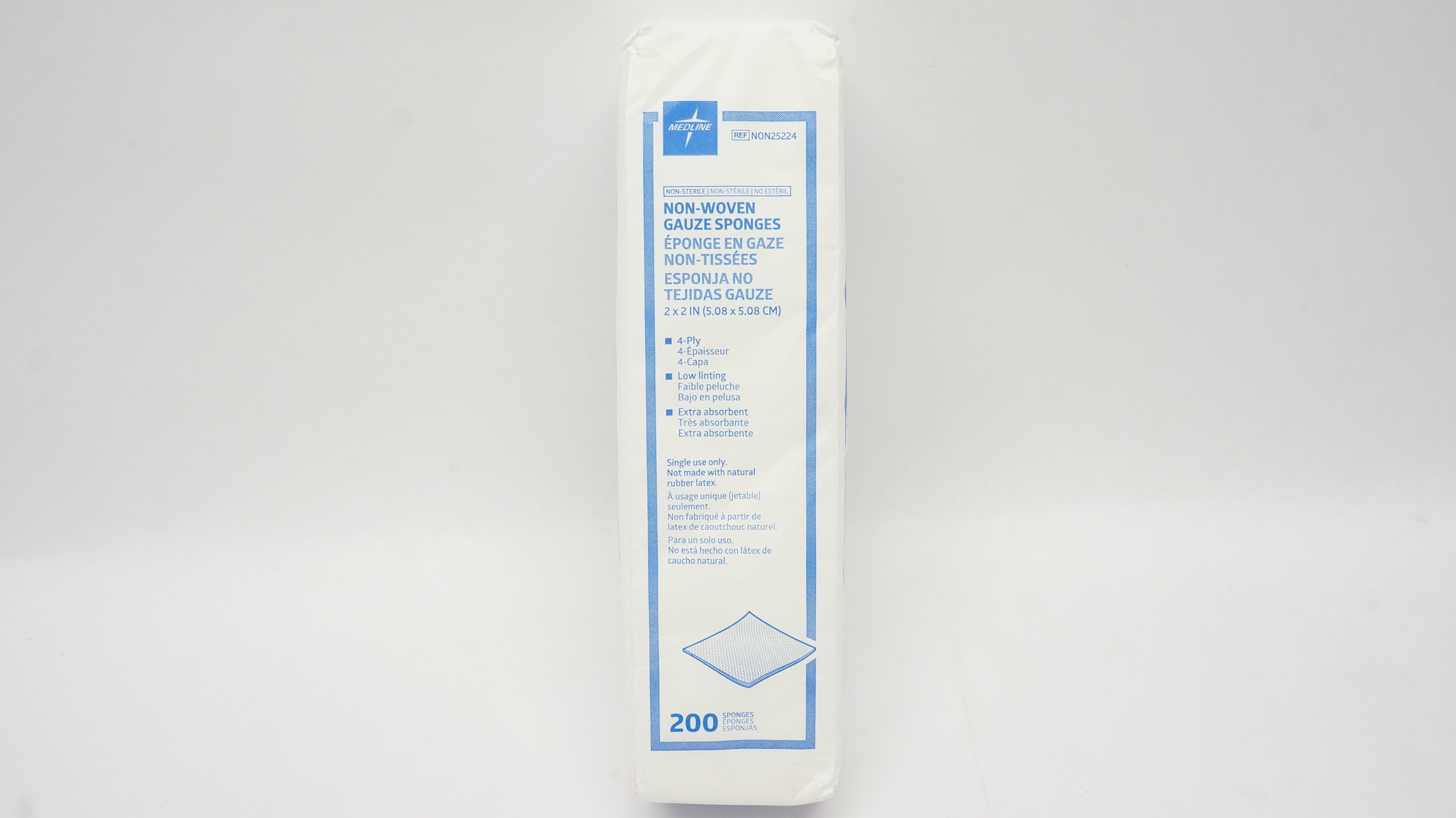 Medline NON25224 Non-Woven Gauze Sponges 2 x 2inch, 4-Ply - Pack of 200